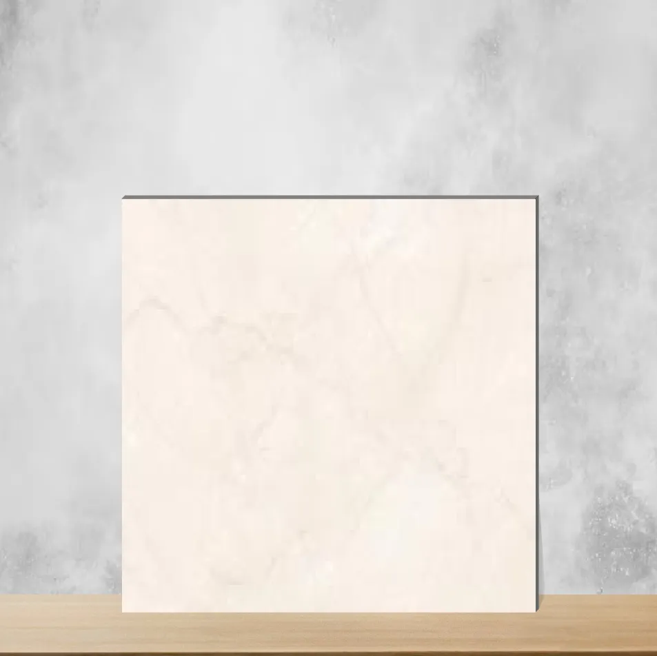 Ceramic Oyster Beige Light Marbles & Stones Glossy Rectangular Tiles TL-4191-B (18x12 inch | 6 mm)
