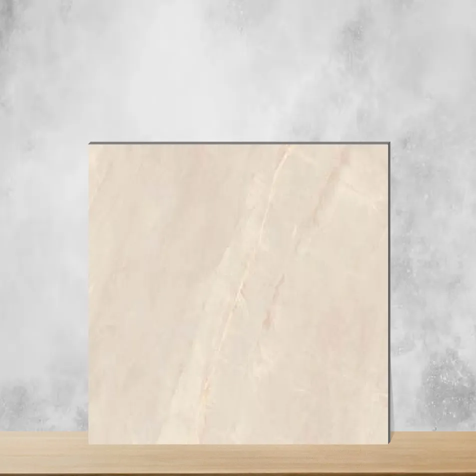 Ceramic Latte Beige Light Marbles & Stones Glossy Rectangular Tiles TL-3970-E (24x12 inch | 6 mm)