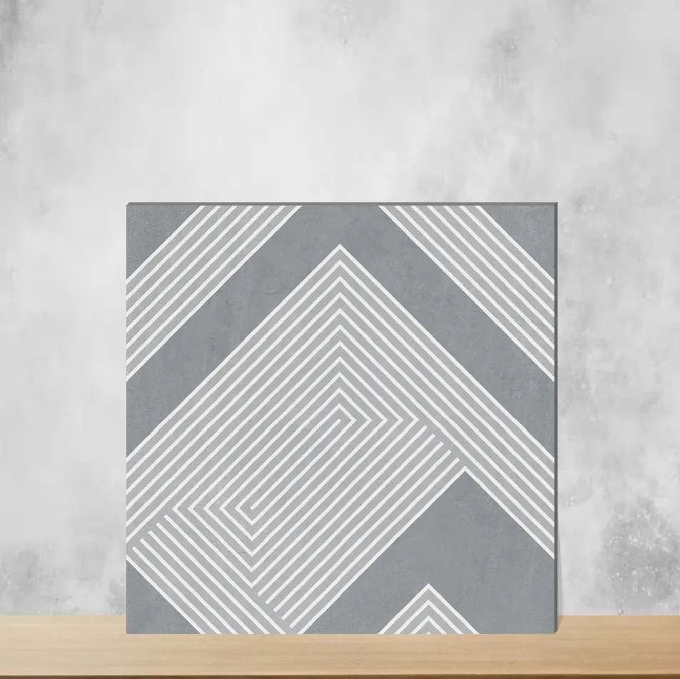 Vitrified Engrave Grey Geometric & Abstracts Matt Square Tiles TL-4186-G (16x16 inch | 12 mm)