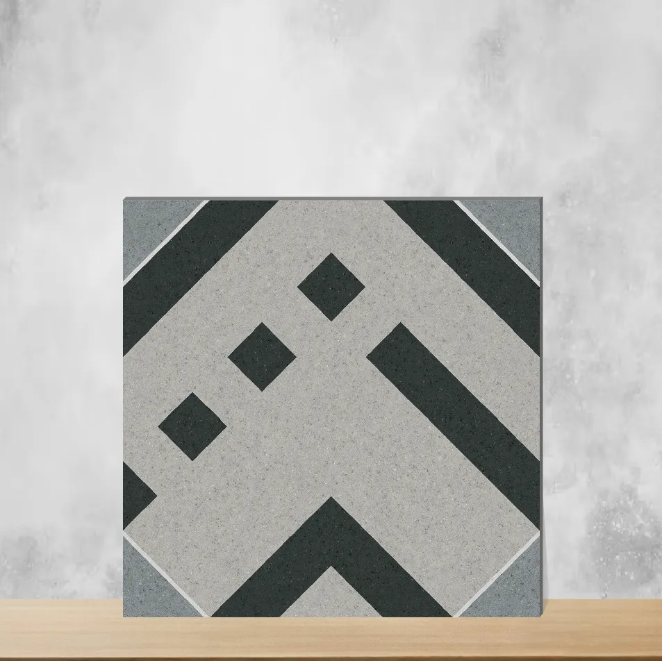 Vitrified Tetris Charcoal Geometric & Abstracts Matt Square Tiles TL-4209-F (16x16 inch | 12 mm)