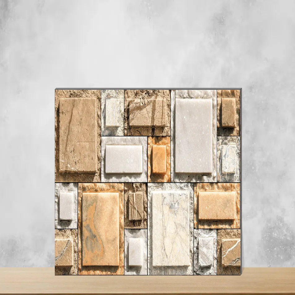 Vitrified Sandy Brown Marbles & Stones Matt Rectangular Tiles TL-4039-B (24x12 inch | 9 mm)