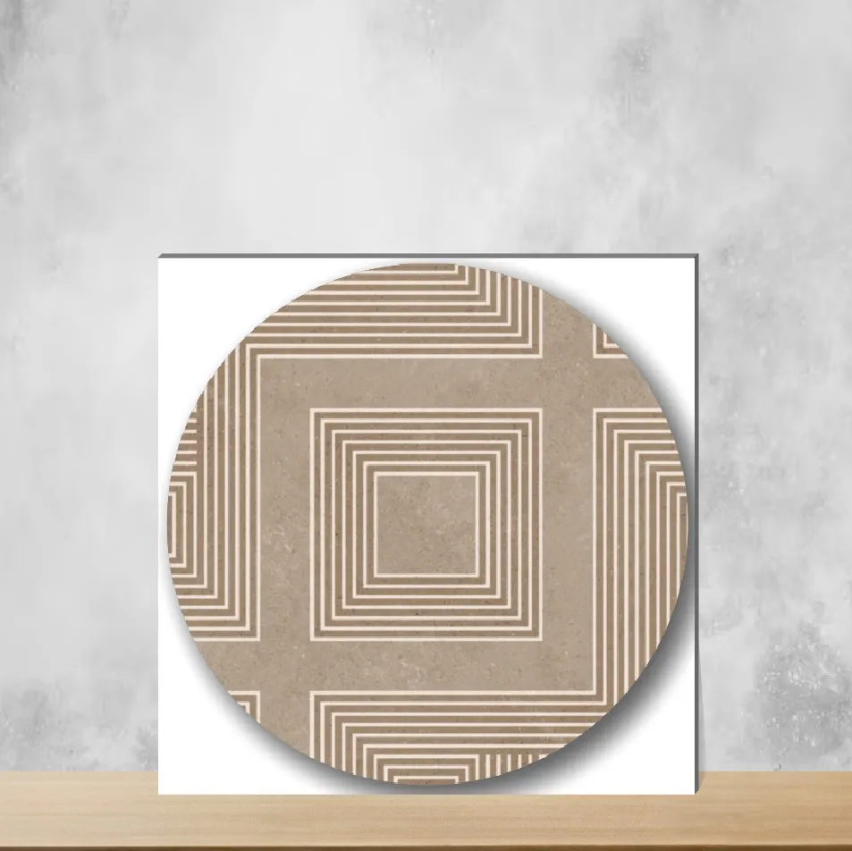 Vitrified Engrave Caramel Geometric & Abstracts Matt Square Tiles TL-4186-D (16x16 inch | 12 mm)