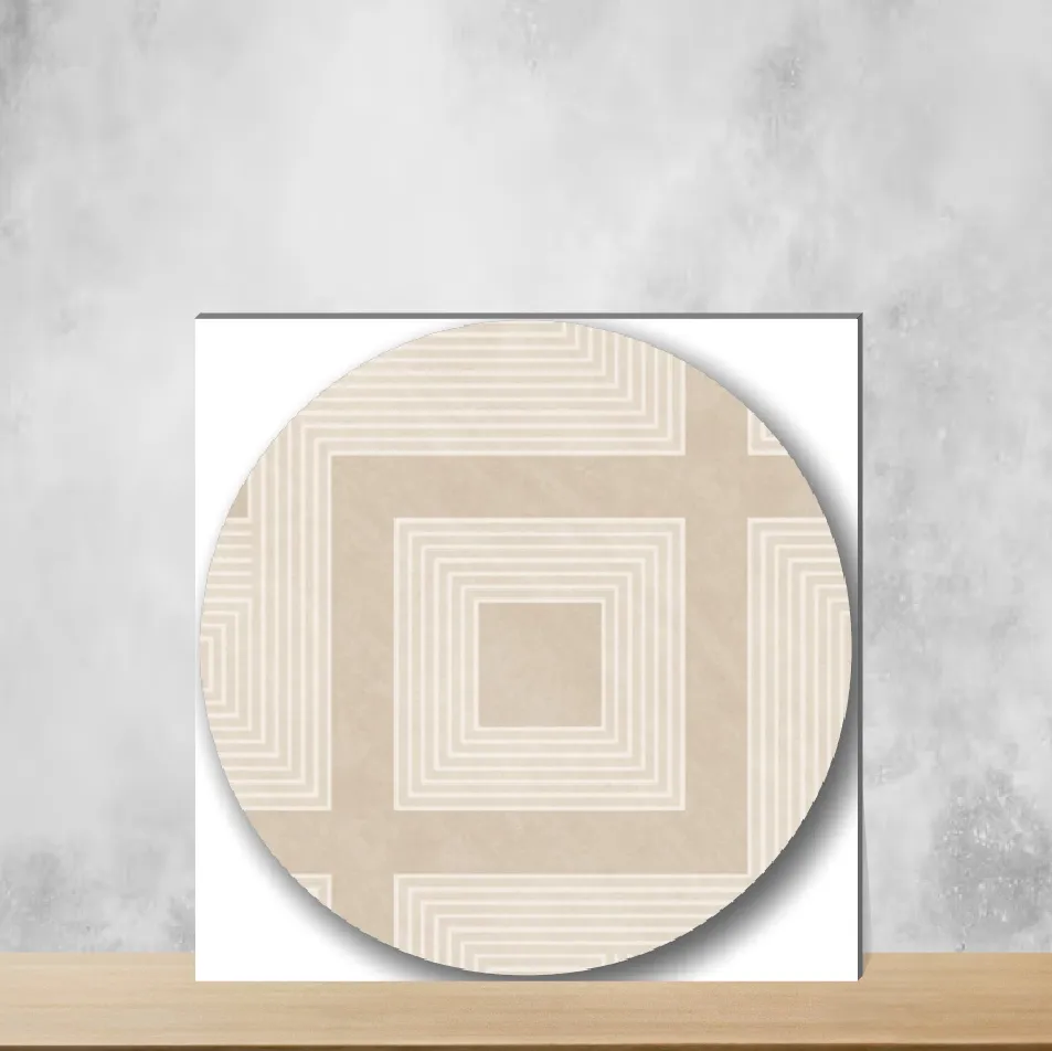 Vitrified Engrave Crema Geometric & Abstracts Matt Square Tiles TL-4186-F (16x16 inch | 12 mm)