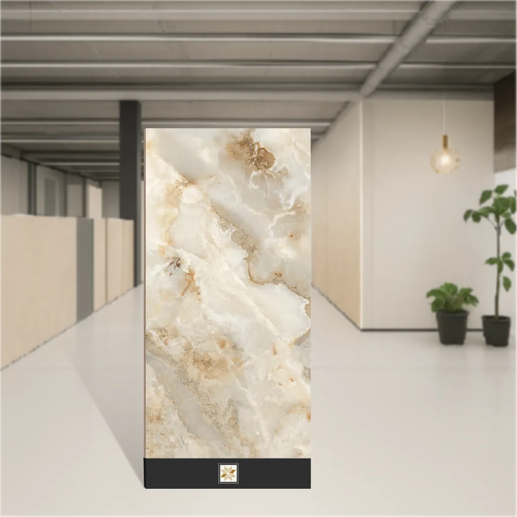 Vitrified Terravia Aurix Onyx Marbles & Stones Glossy Rectangular Tiles TL-4286-B (4x2 feet | 8.5 mm)