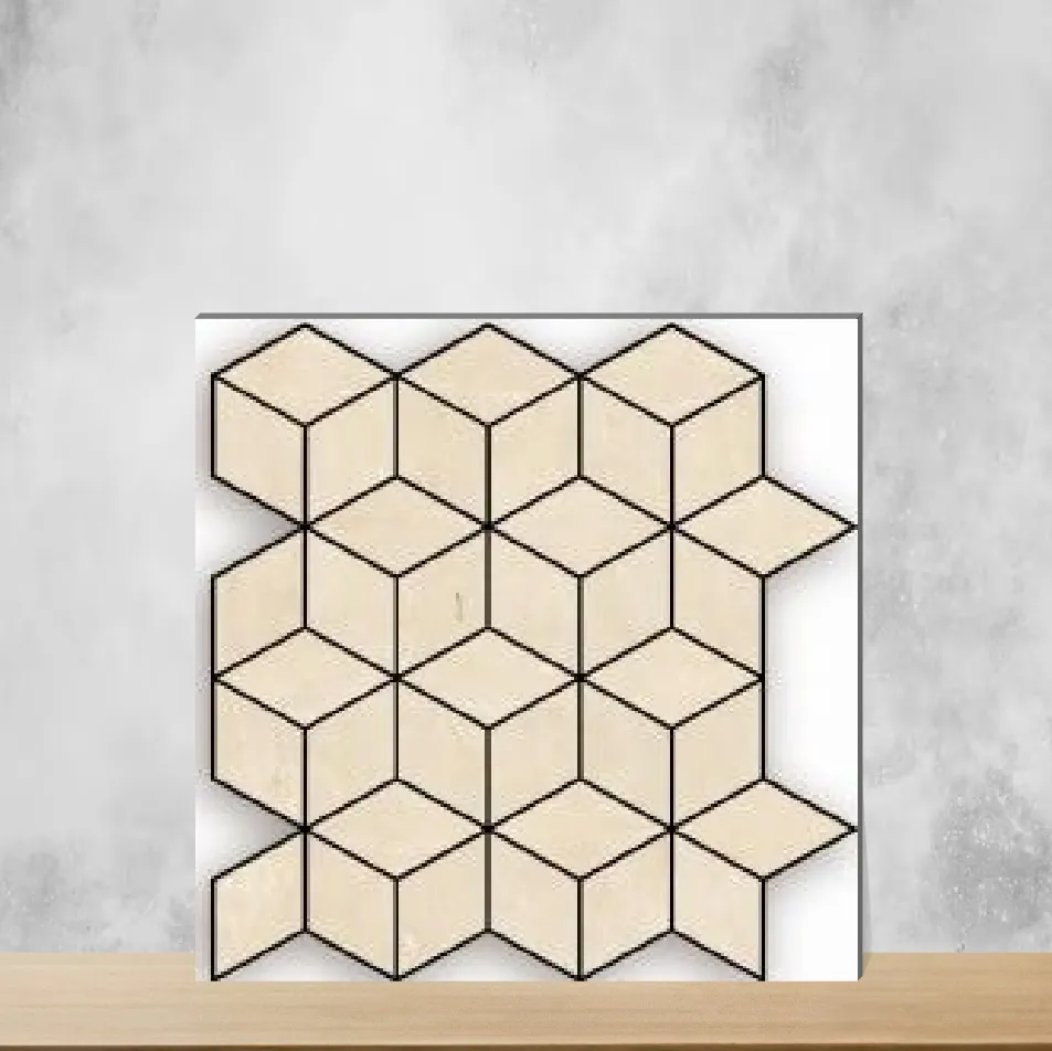 Vitrified Diamond Beige Hexagonal Tiles Glossy Rectangular Tiles TL-440-B (14x12 inch | 10 mm)