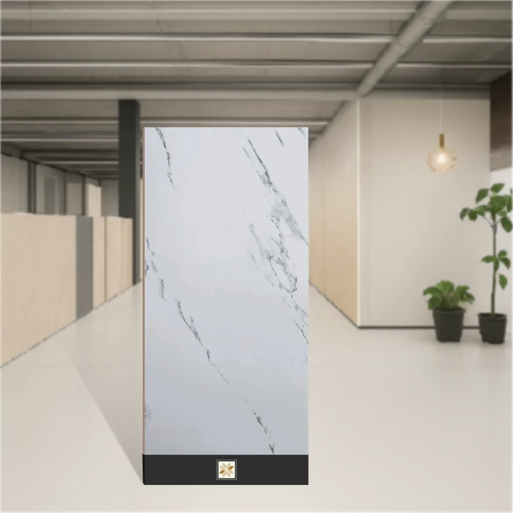 Vitrified Mystic White Marbles & Stones Glossy Rectangular Tiles TL-4396 (4x2 feet | 9 mm)