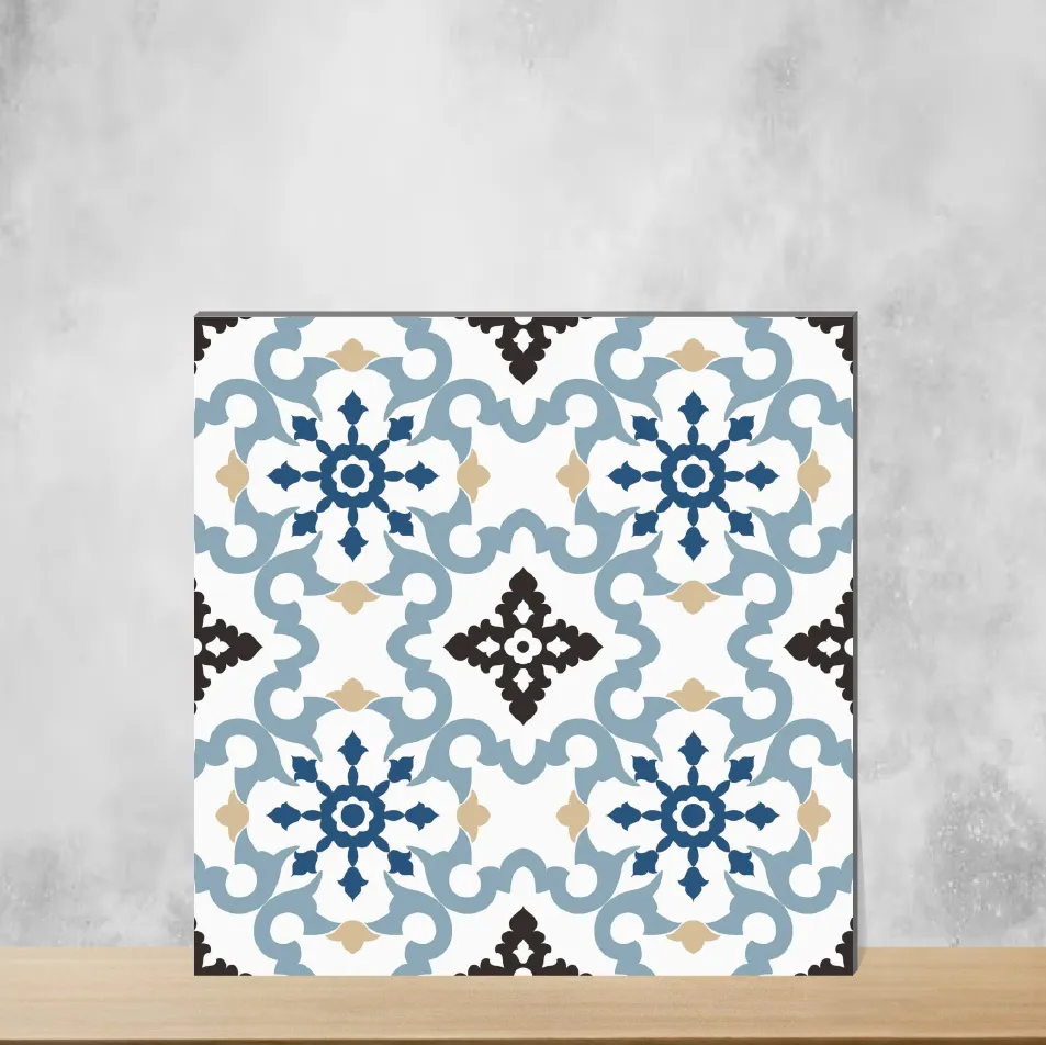 Vitrified Zellige Swelling Blue Moroccans Matt Square Tiles TL-4489 (12x12 inch | 9 mm)