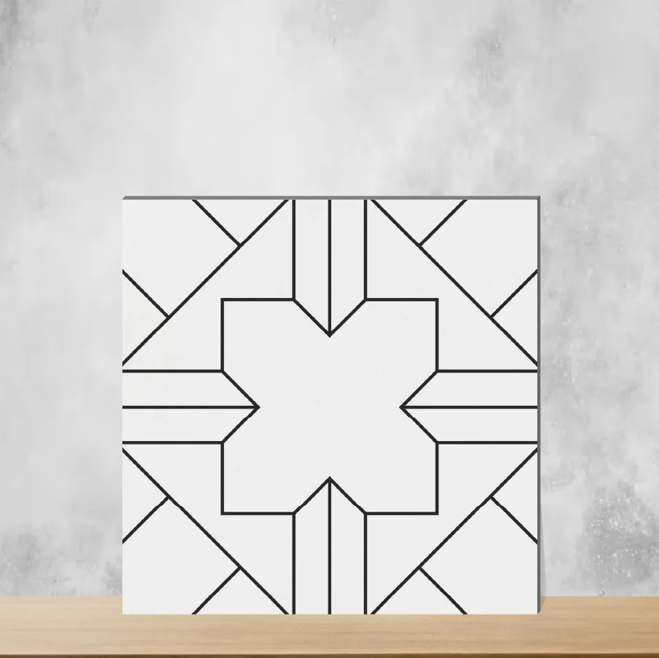 Vitrified Zellige Delicate Strokes Moroccans Matt Square Tiles TL-4490 (12x12 inch | 9 mm)