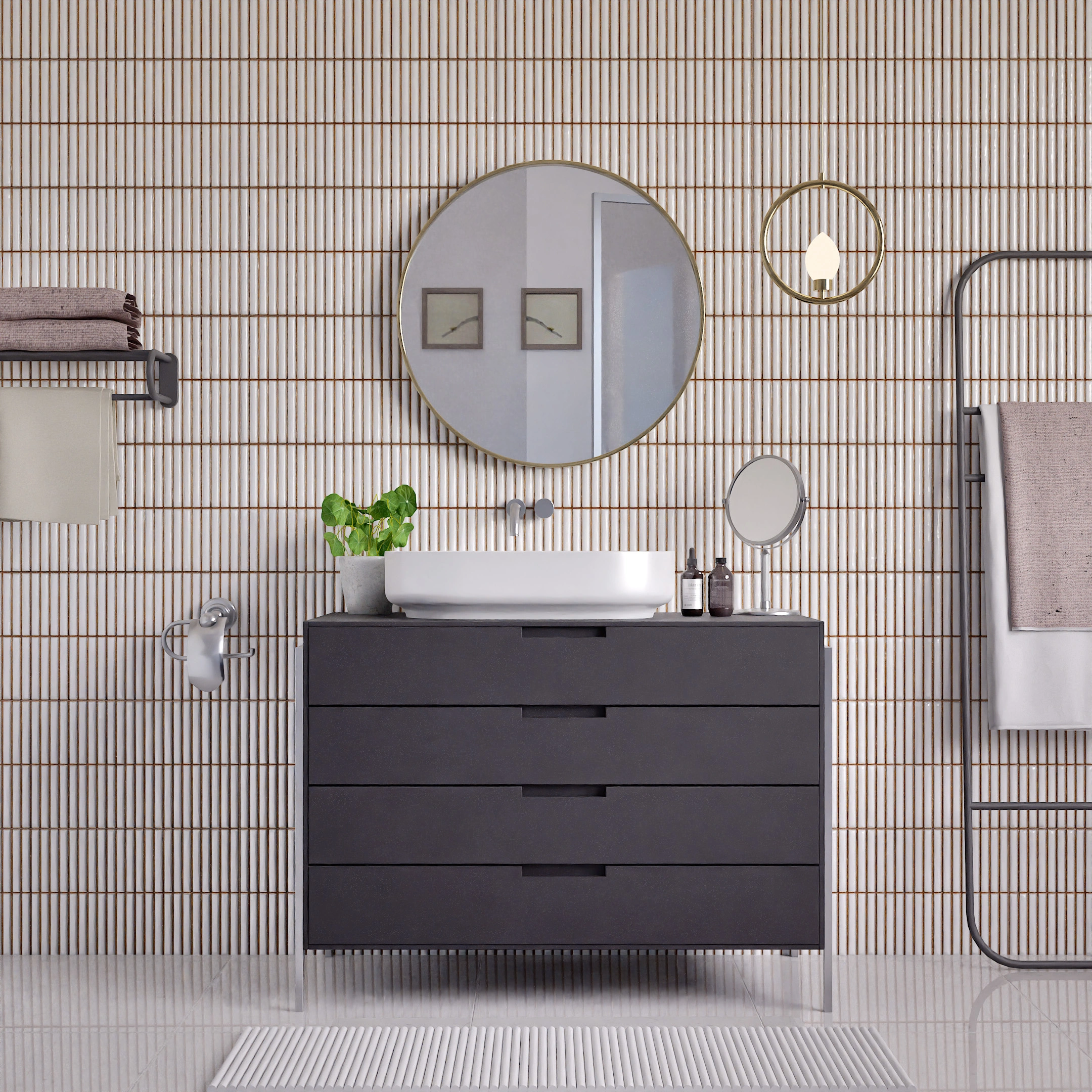 Ceramic Miraq Kitkat Ice White Glossy Rectangular Tiles TL-848-H (24x12 inch | 8 mm)