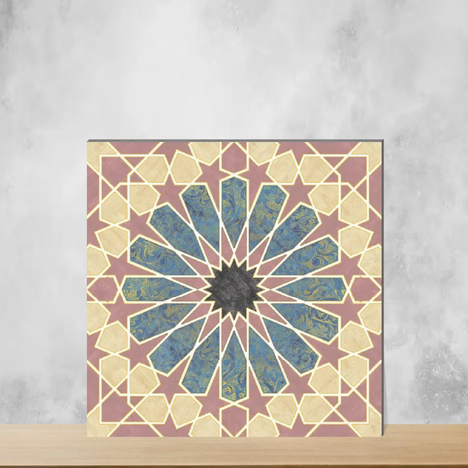 Vitrified Zellige Rose Arabesque Moroccans Matt Square Tiles TL-4553-C (12x12 inch | 9 mm)