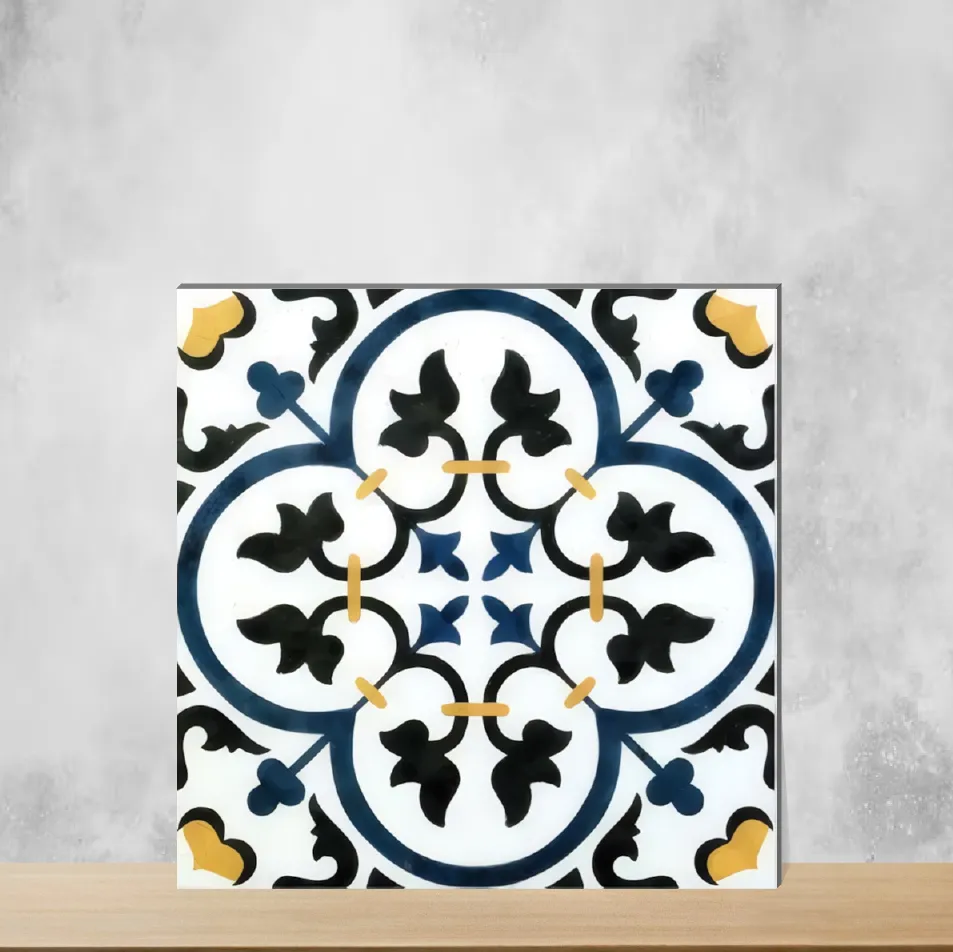 Ceramic Morissa Blue Fleur Moroccans Matt Square Tiles TL-486-B (12x12 inch | 7.5 mm)