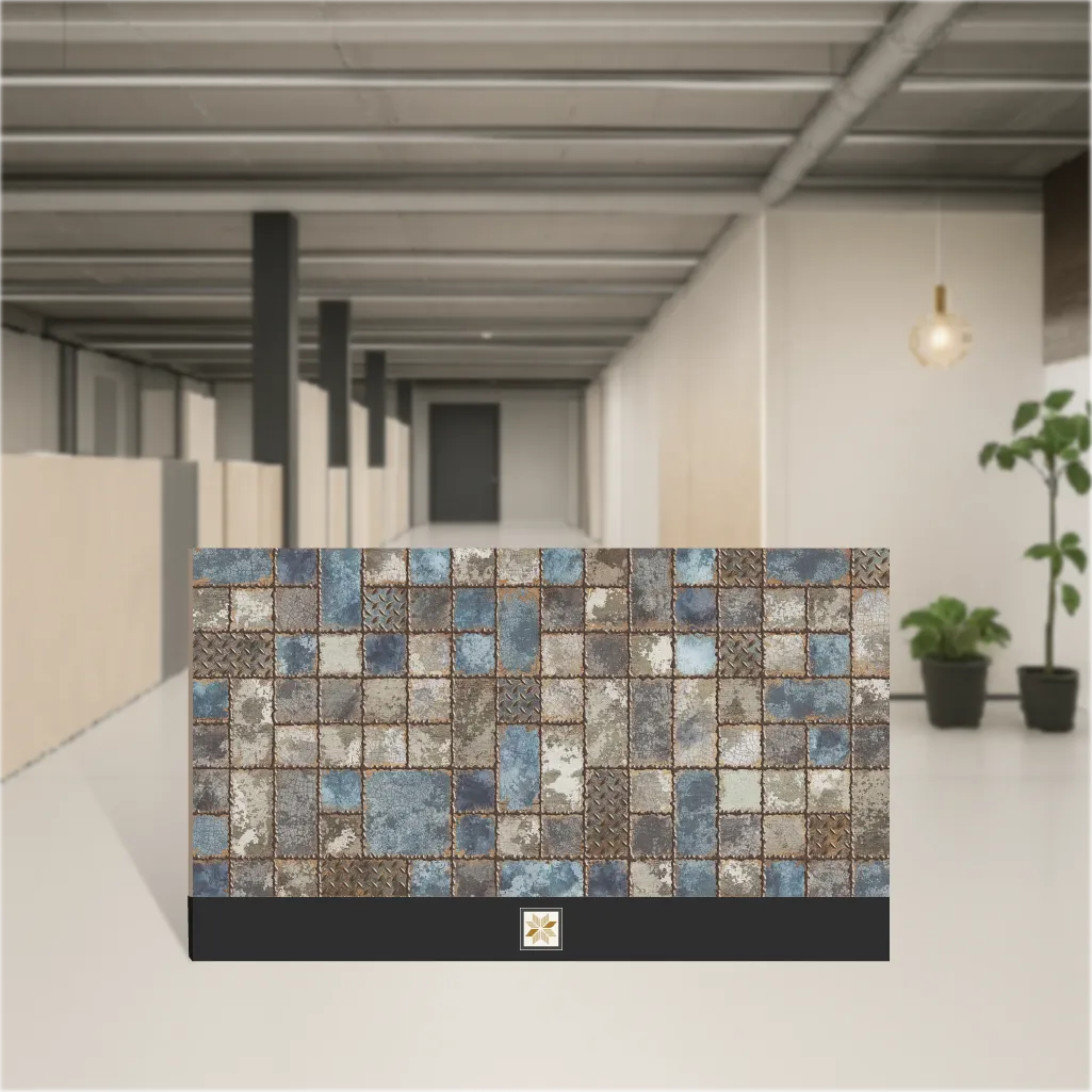 Vitrified Vitara Rusty Blue Highlighter Tiles Matt Rectangular Tiles TL-4532 (4x2 feet | 9 mm)