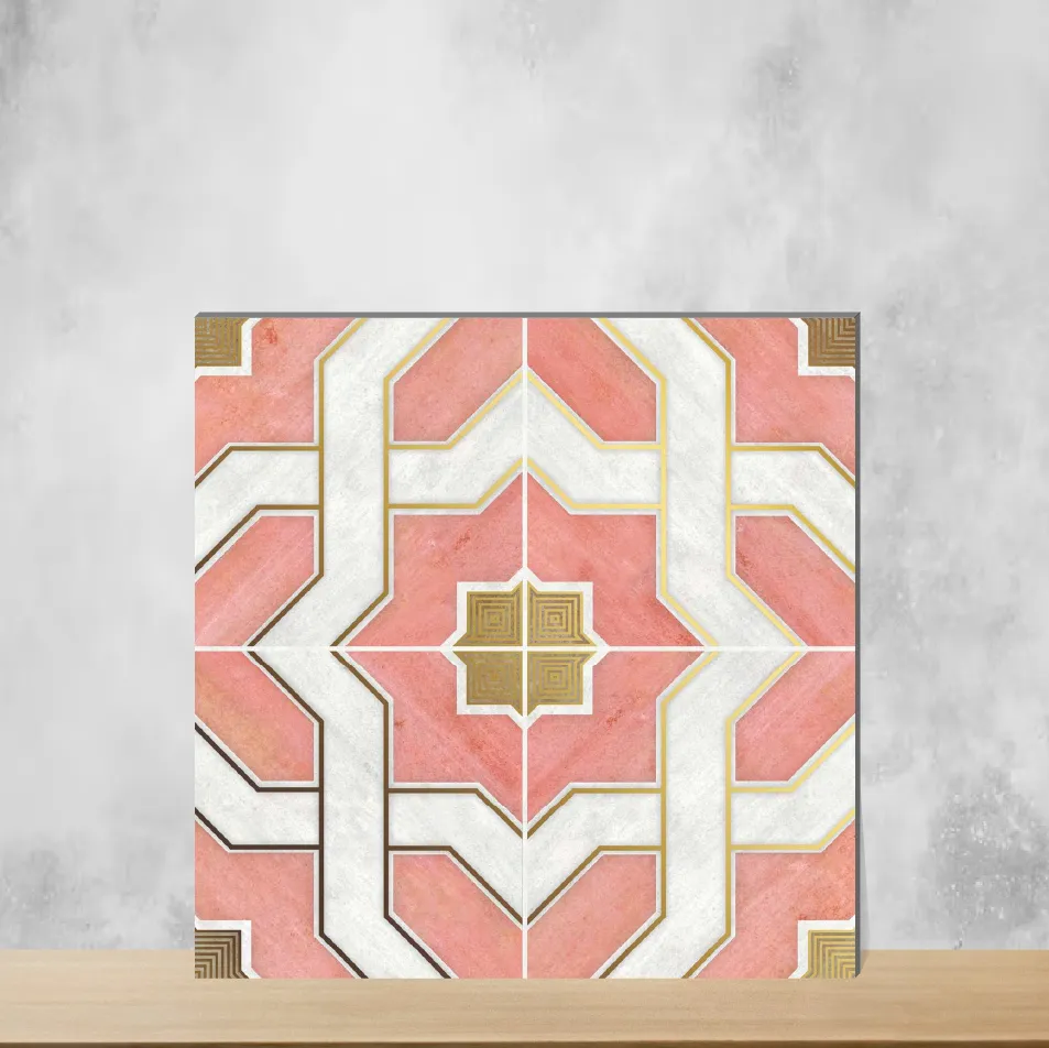 Vitrified Zellige Blush Damask Moroccans Matt Square Tiles TL-4533-C (12x12 inch | 9 mm)
