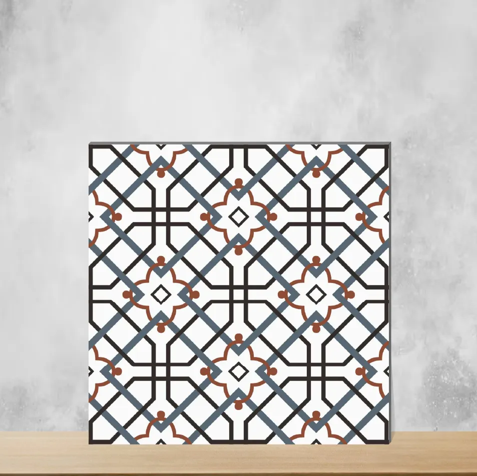Vitrified Zellige Blooming Lattice Moroccans Matt Square Tiles TL-4538-B (12x12 inch | 9 mm)