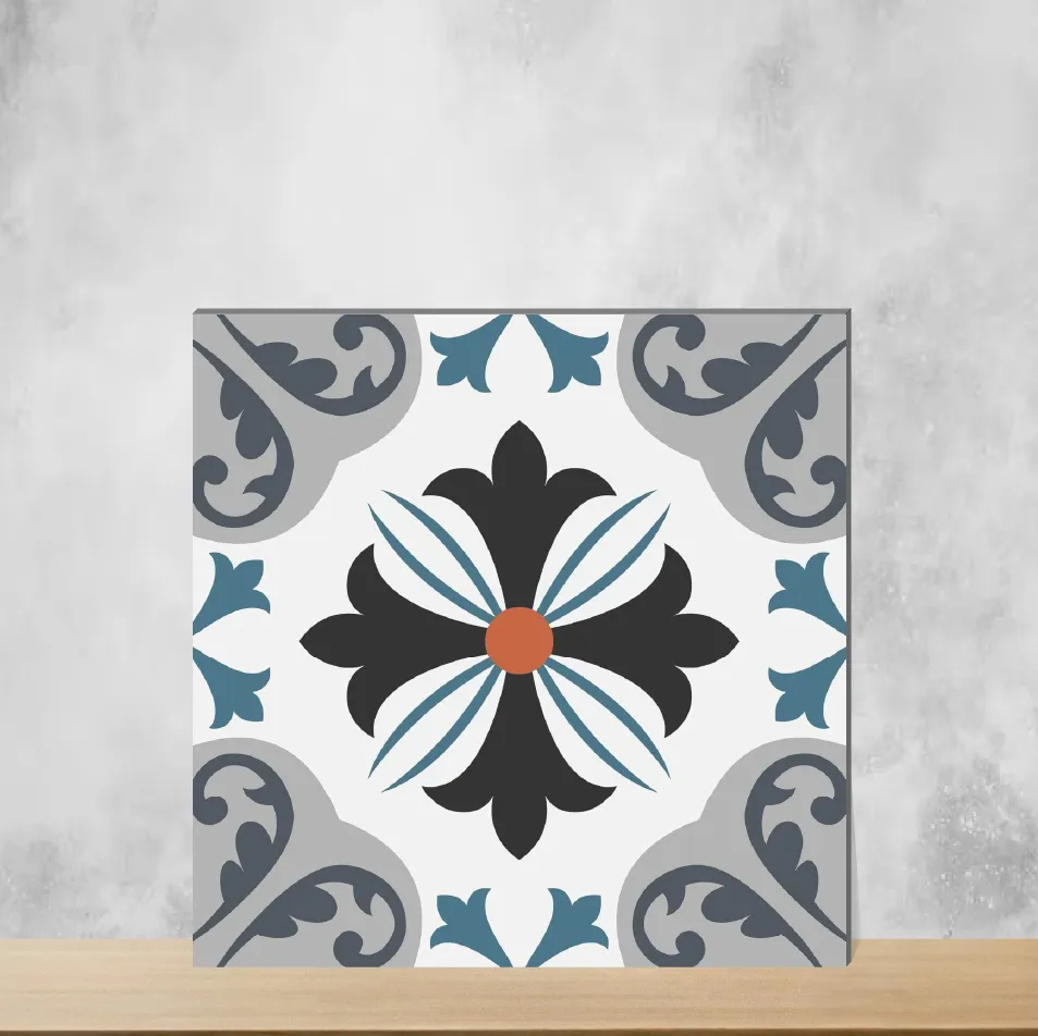 Vitrified Zellige Enigmatic Floral Moroccans Matt Square Tiles TL-4539 (12x12 inch | 9 mm)