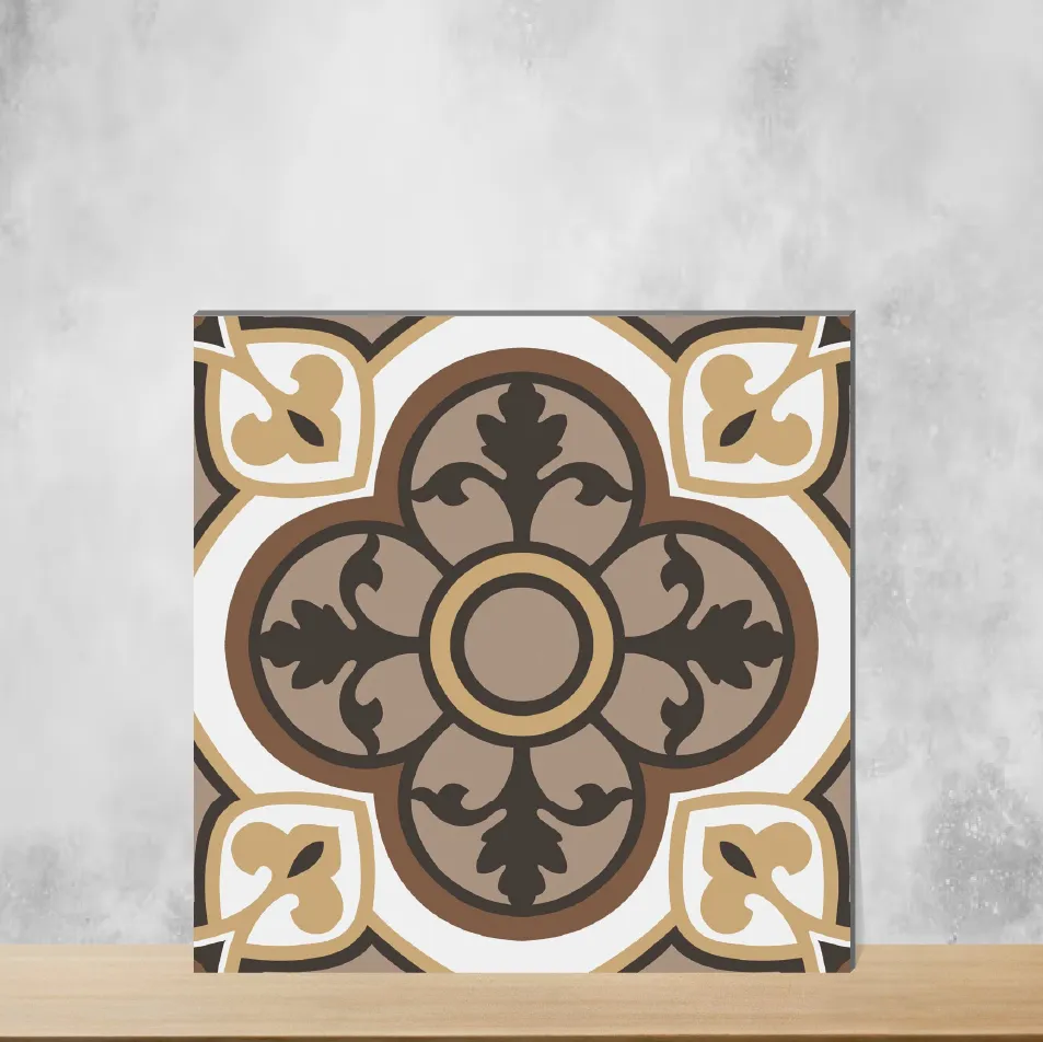 Vitrified Zellige Cream Damask Moroccans Matt Square Tiles TL-4542 (12x12 inch | 9 mm)