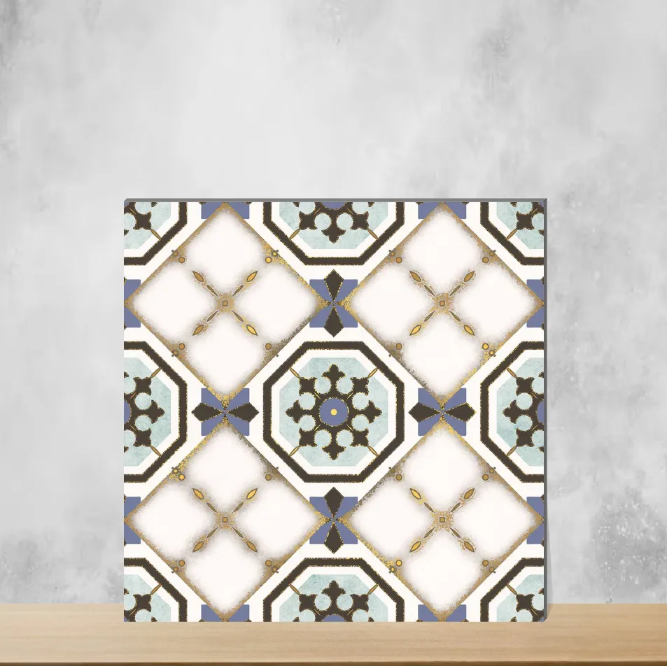 Vitrified Zellige Prismatic Blue Moroccans Matt Square Tiles TL-4576-B (12x12 inch | 9 mm)