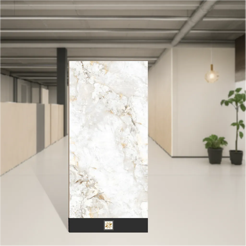 Vitrified Aang Gold Marbles & Stones Glossy Rectangular Tiles TL-4600 (4x2 feet | 9 mm)