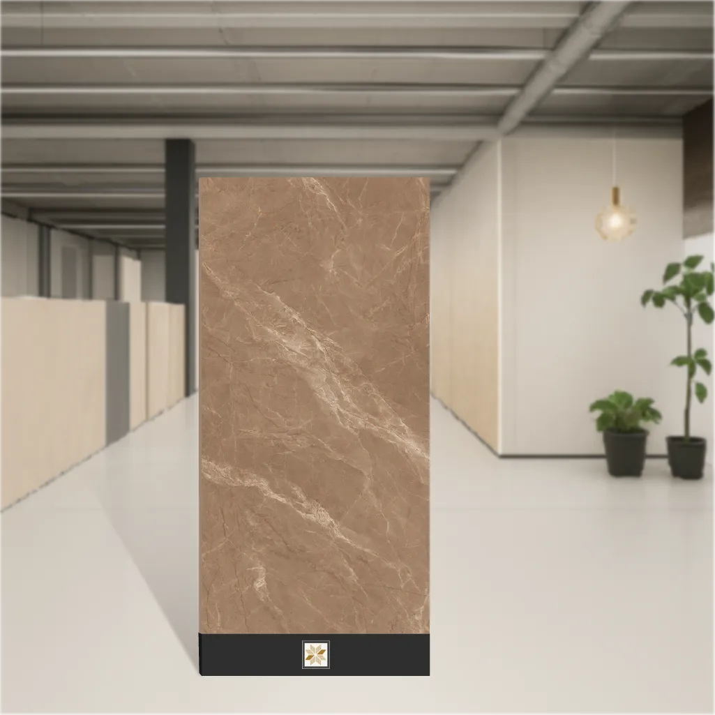 Vitrified Balki Brown Marbles & Stones Glossy Rectangular Tiles TL-4646-B (4x2 feet | 9 mm)