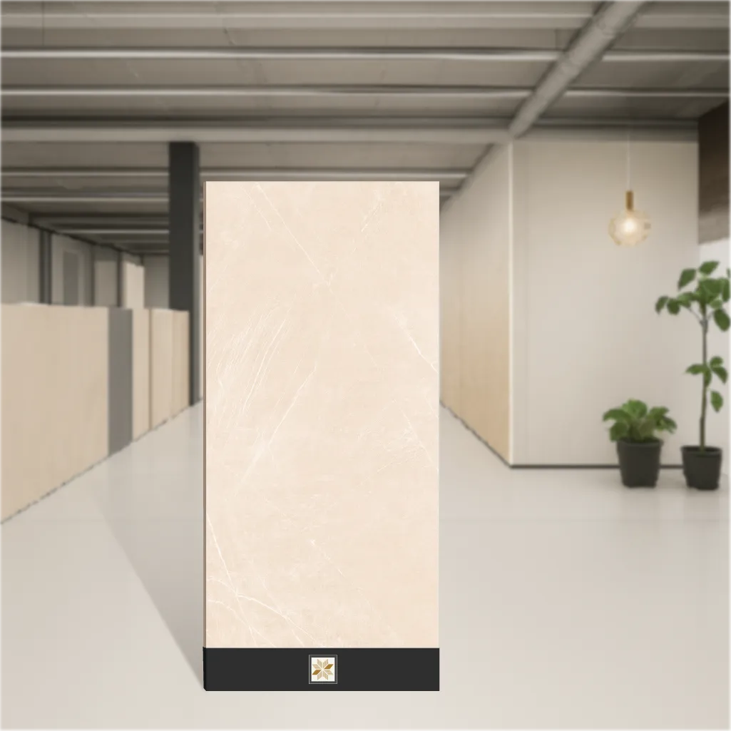 Vitrified Nexo Beige Marbles & Stones Glossy Rectangular Tiles TL-464 (4x2 feet | 9 mm)