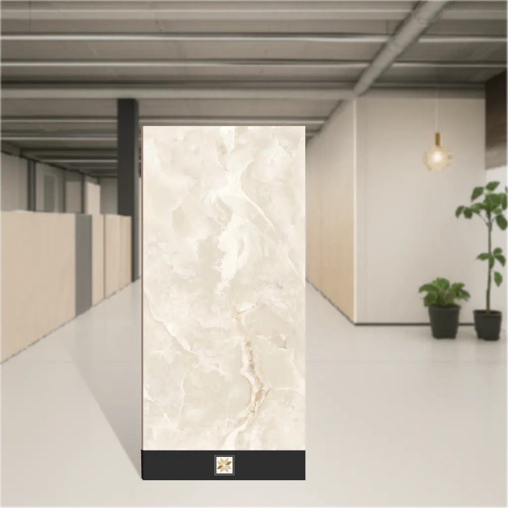 Vitrified Ozone Ivory Marbles & Stones Glossy Rectangular Tiles TL-4667 (4x2 feet | 9 mm)