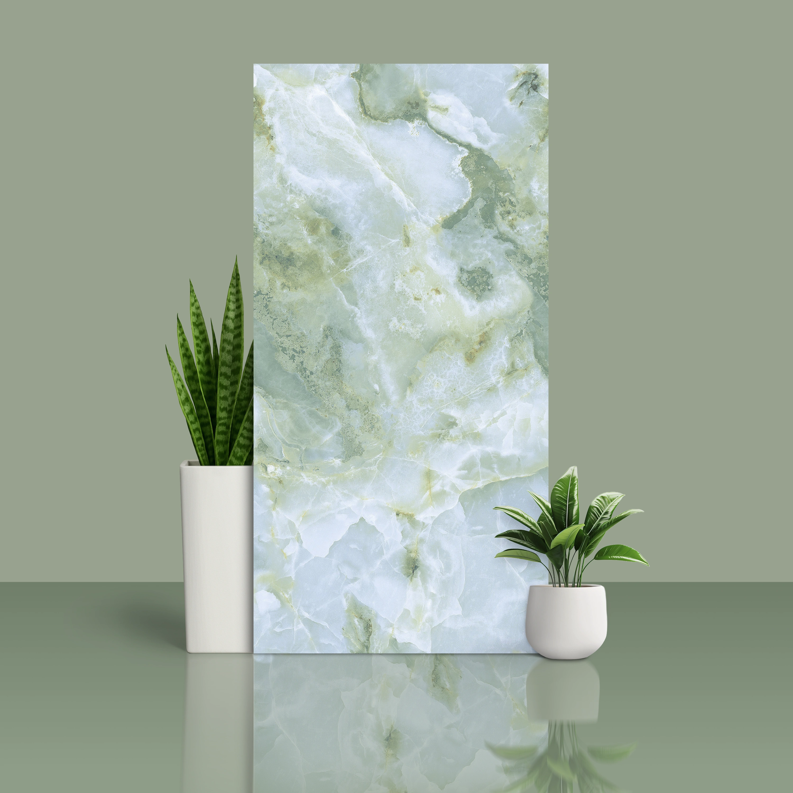 Vitrified Marblis Jade Cascade Endless Matching Glossy Rectangular Tiles TL-470 (4x2 feet | 9 mm)
