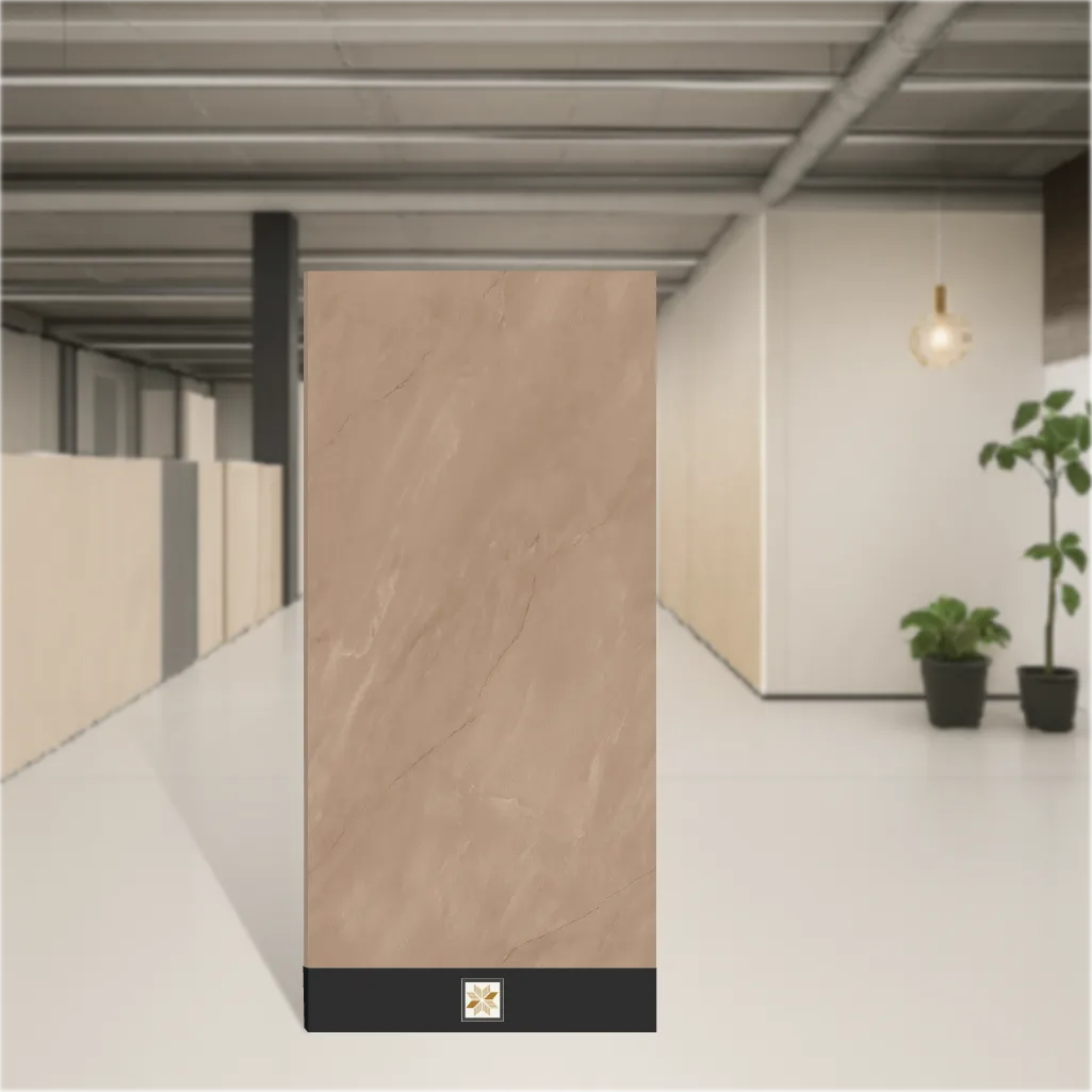 Vitrified Froges Brown Marbles & Stones Glossy Rectangular Tiles TL-4719-B (4x2 feet | 9 mm)