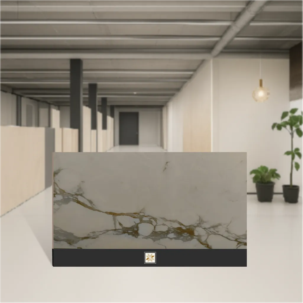 Vitrified Scordian White Marbles & Stones Matt Rectangular Tiles TL-4800 (4x2 feet | 9 mm)