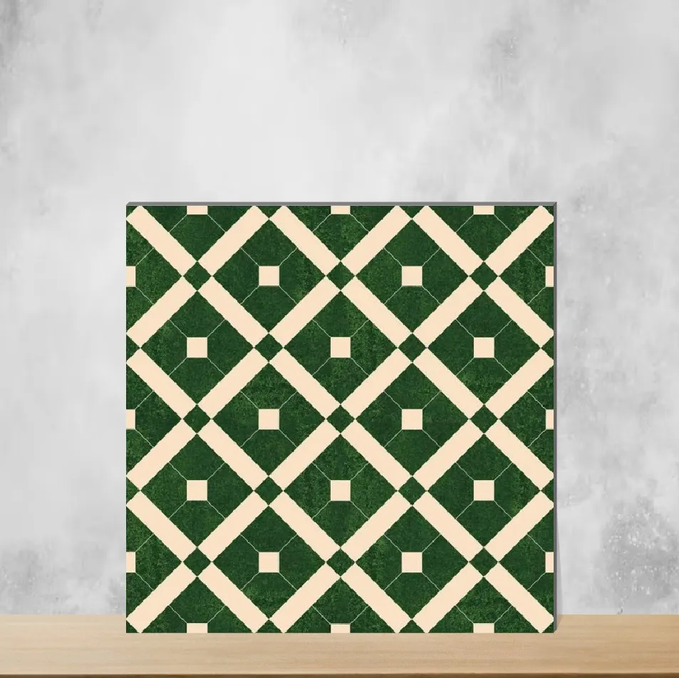 Vitrified Silica Crest Green Geometric & Abstracts Matt Square Tiles TL-4936 (12x12 inch | 9 mm)