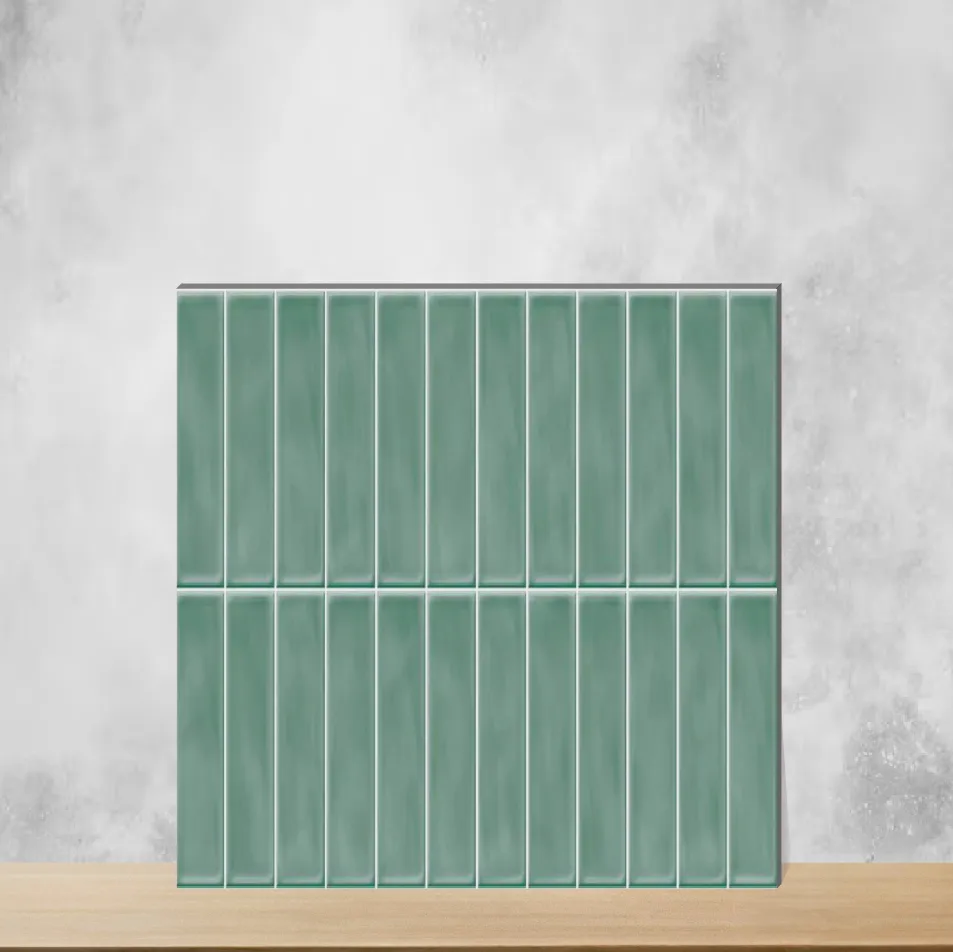 Ceramic Vertiline Brick Solara Seaside Green Glossy Rectangular Tiles TL-2139-I (24x12 inch | 9 mm)