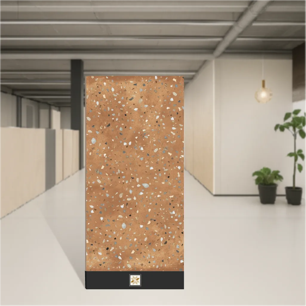 Vitrified Cotto Terrazzo Gold Terrazzo Matt Rectangular Tiles TL-5597-F (4x2 feet | 9 mm)
