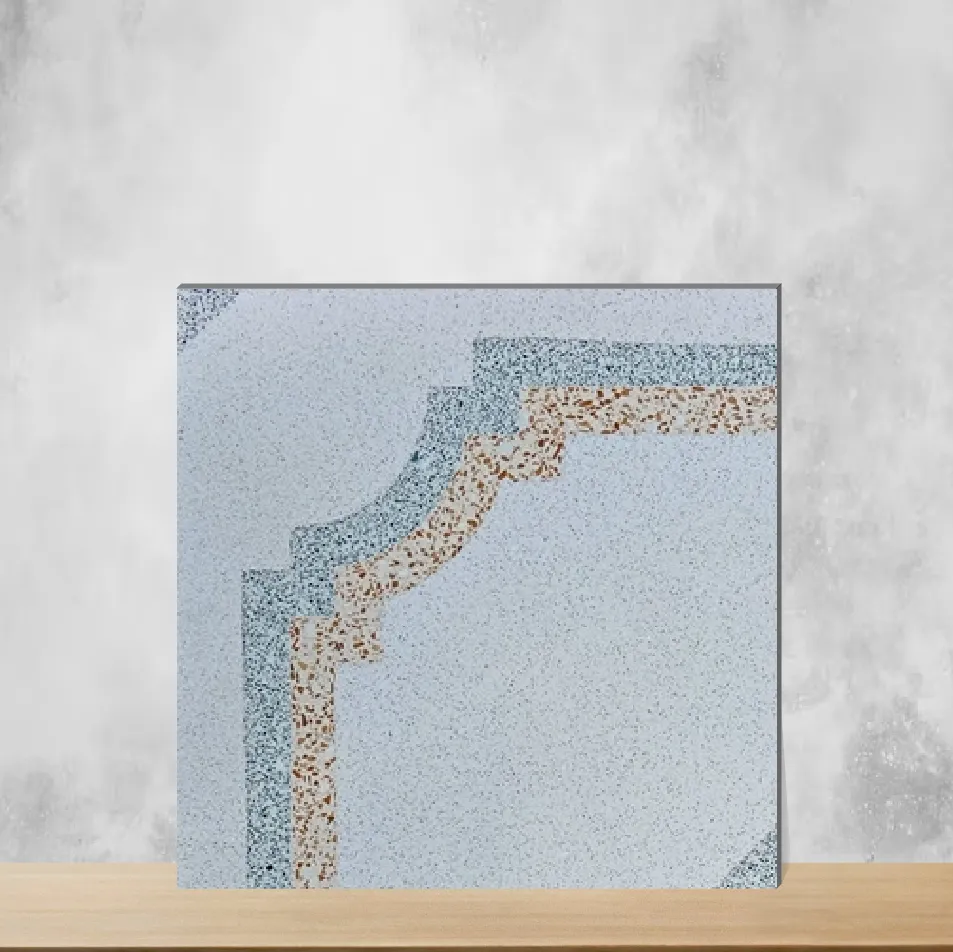 Athangudi Mezra Center Piece Azure Scroll Vivid Voyage Handmade Tiles Matt Square Tiles TL-117-C (10x10 inch | 25 mm)