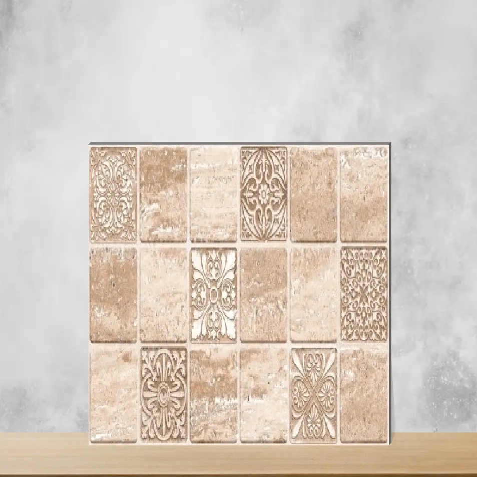 Ceramic Royal Travertine Crema HL 02 Highlighter Tiles Glossy Rectangular Tiles TL-5784-C (24x12 inch | 8 mm)