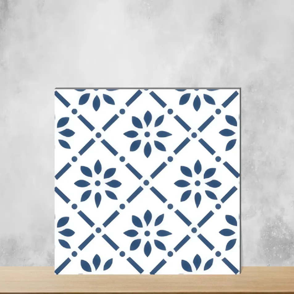 Vitrified Zellige Azure Petal Square Moroccans Matt Square Tiles TL-512 (12x12 inch | 9 mm)