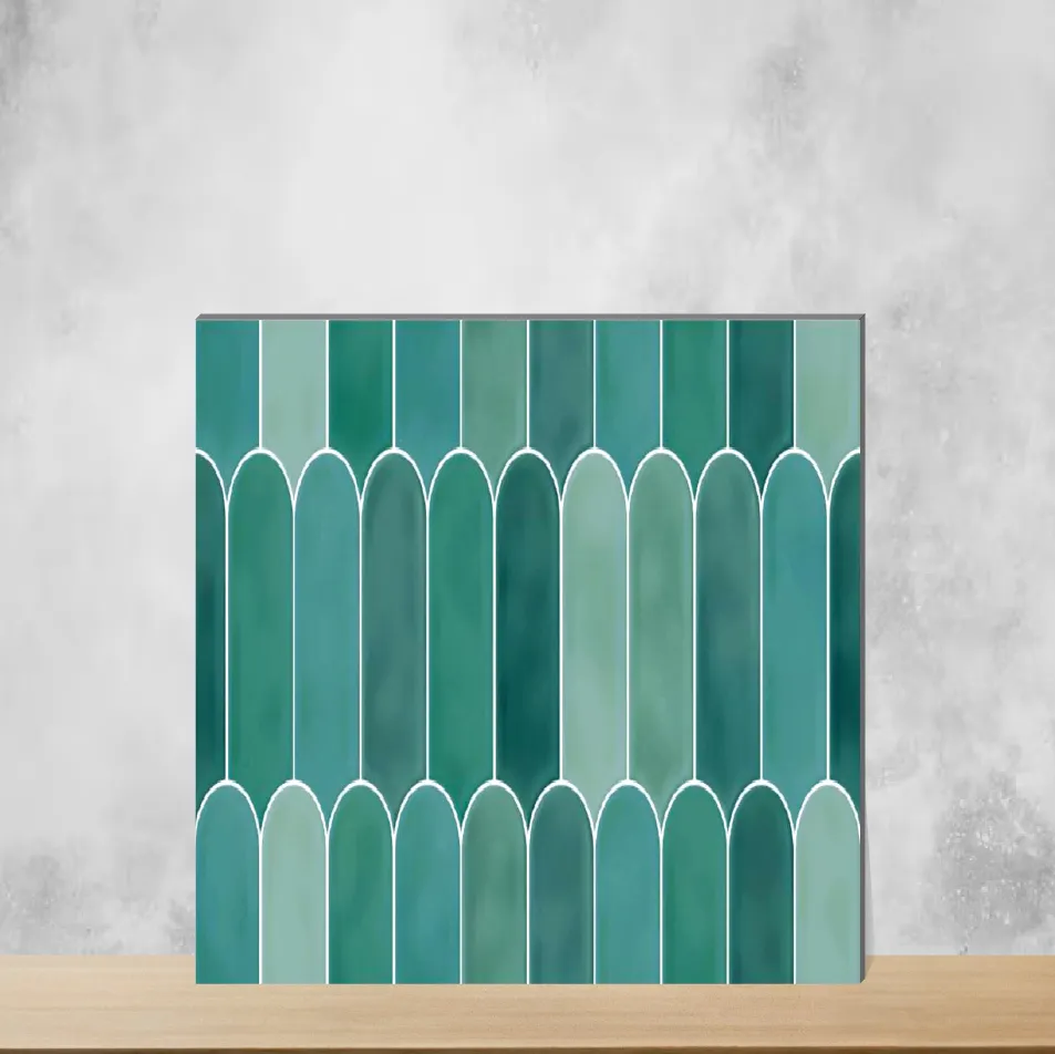 Ceramic Popscicle Solara Nashville Mixed Green Glossy Rectangular Tiles TL-1962-H (24x12 inch | 9 mm)