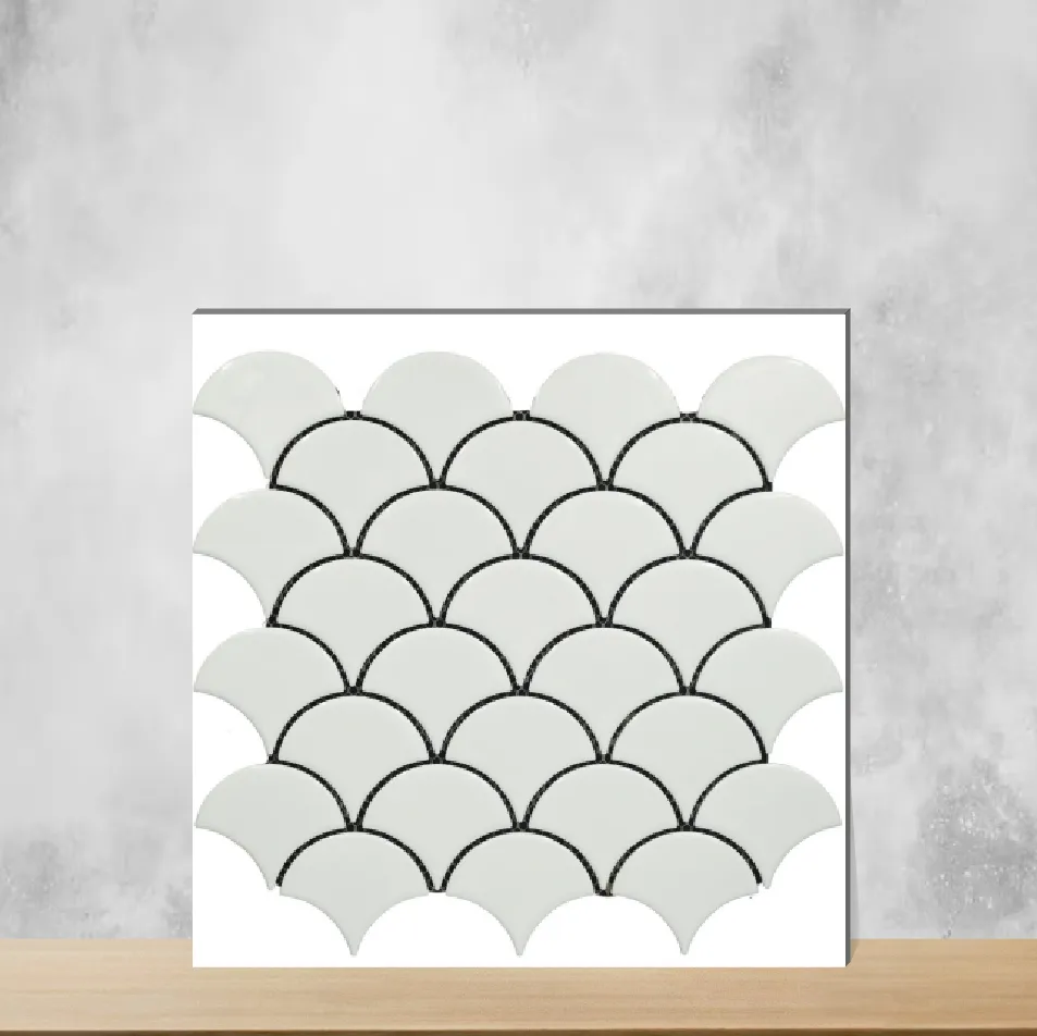 Fishscale Bianco Bruno Glossy Rectangular Tiles TL-587-G (12x12 inch | 8 mm)