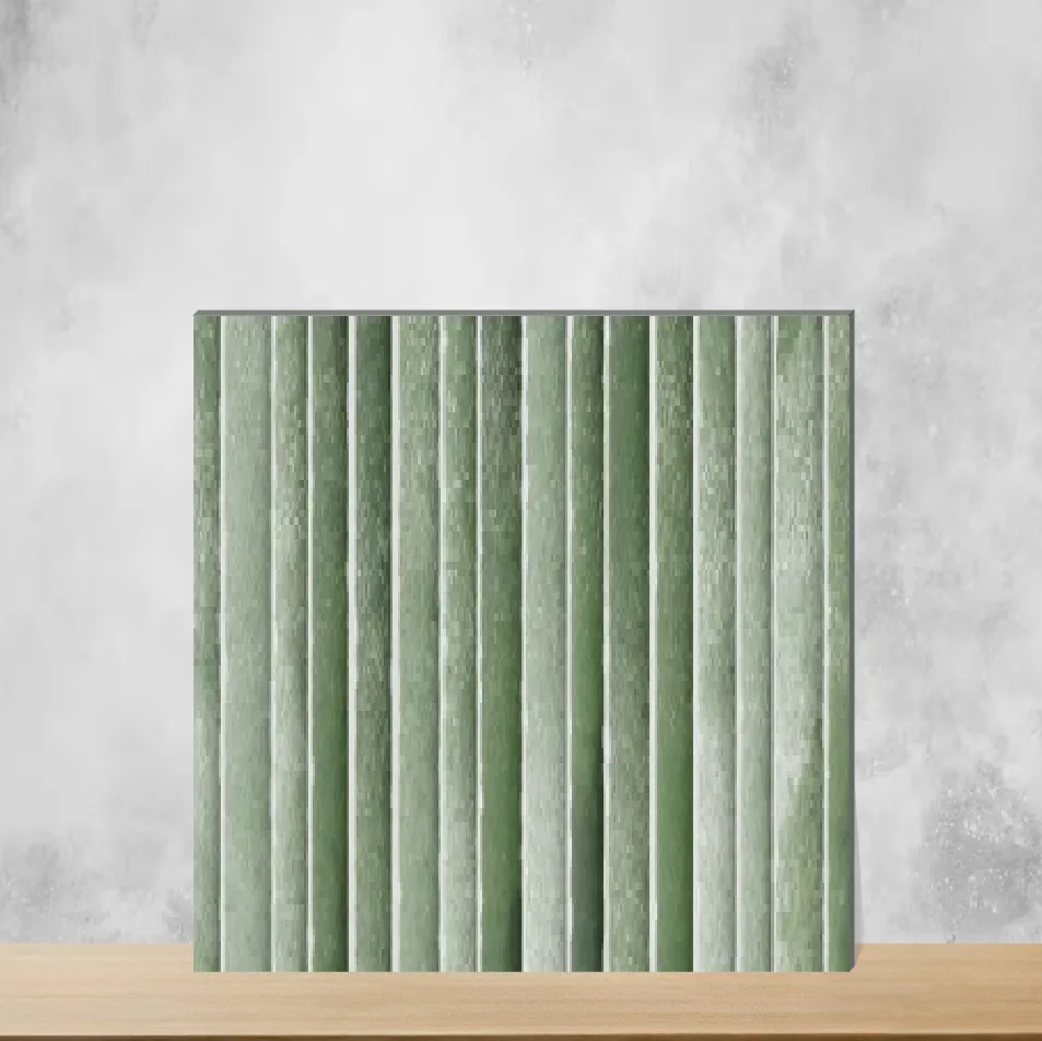 Ceramic Snaper Kitkat Green Fern Glossy Rectangular Tiles TL-5938-D (12x4 inch | 8 mm)