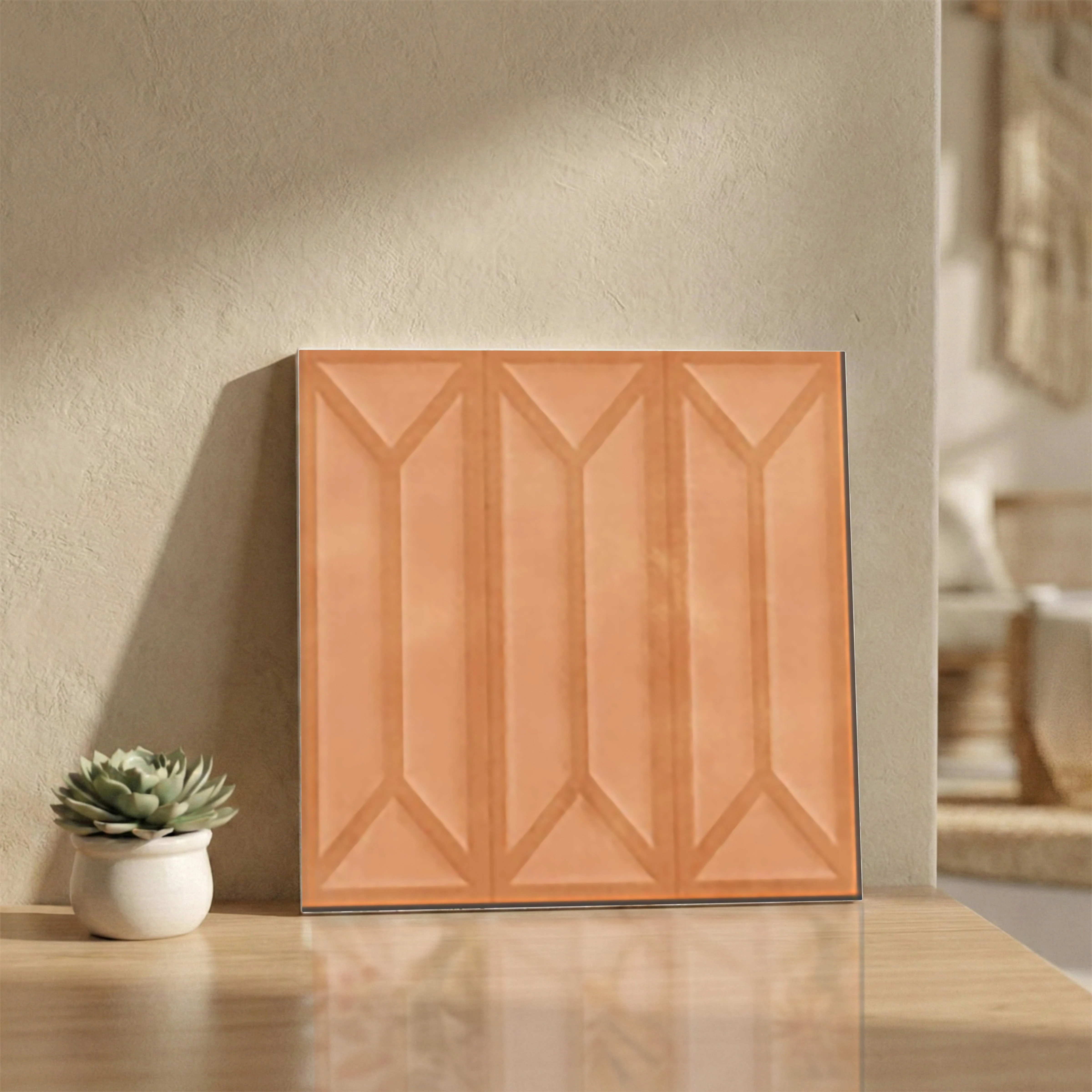 Aura Coral Glossy Patterned 1x1 ft 10mm Tile | TL-52684-C