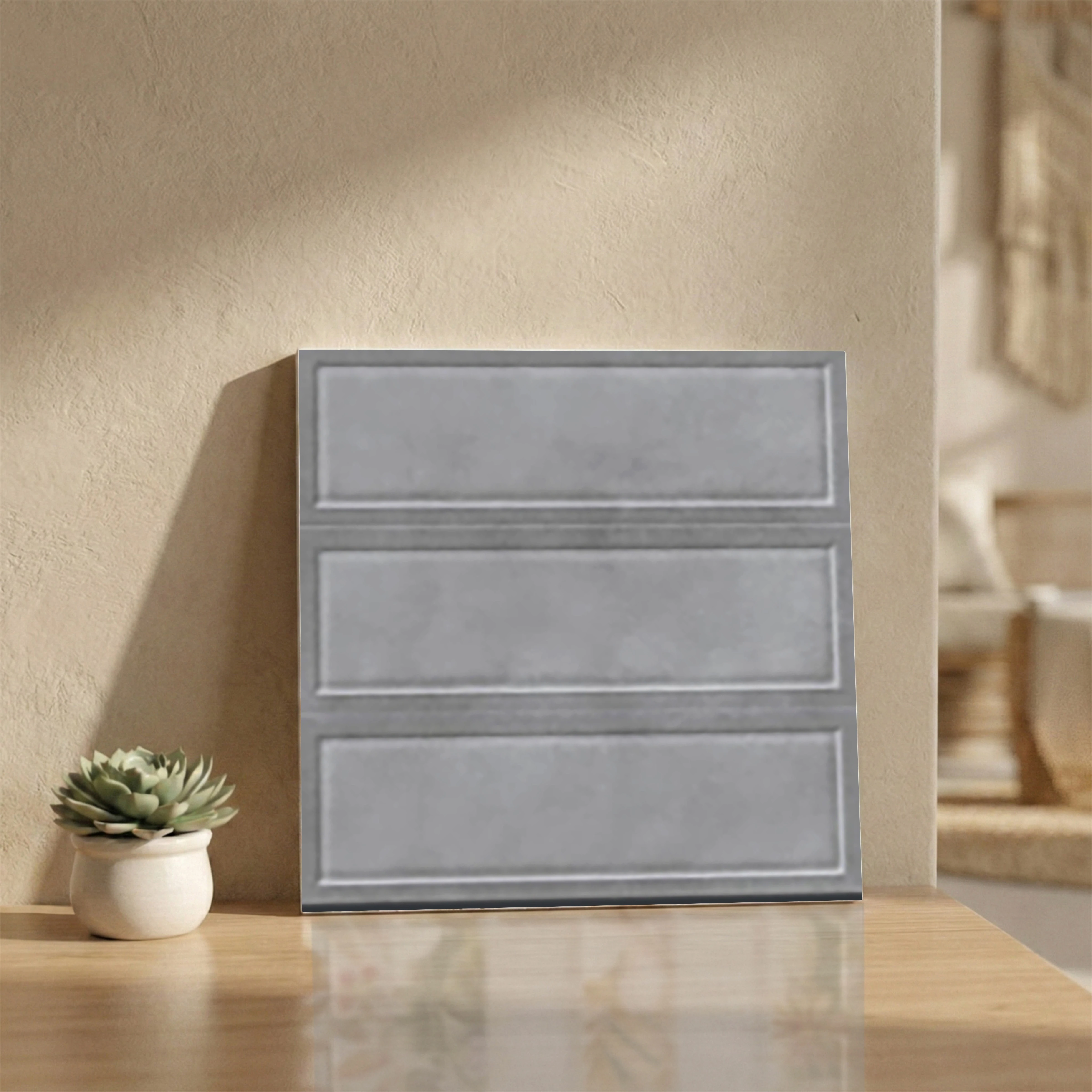 Ecoblend Grey Glossy Patterned 1x1 ft 10mm Tile | TL-52689-D