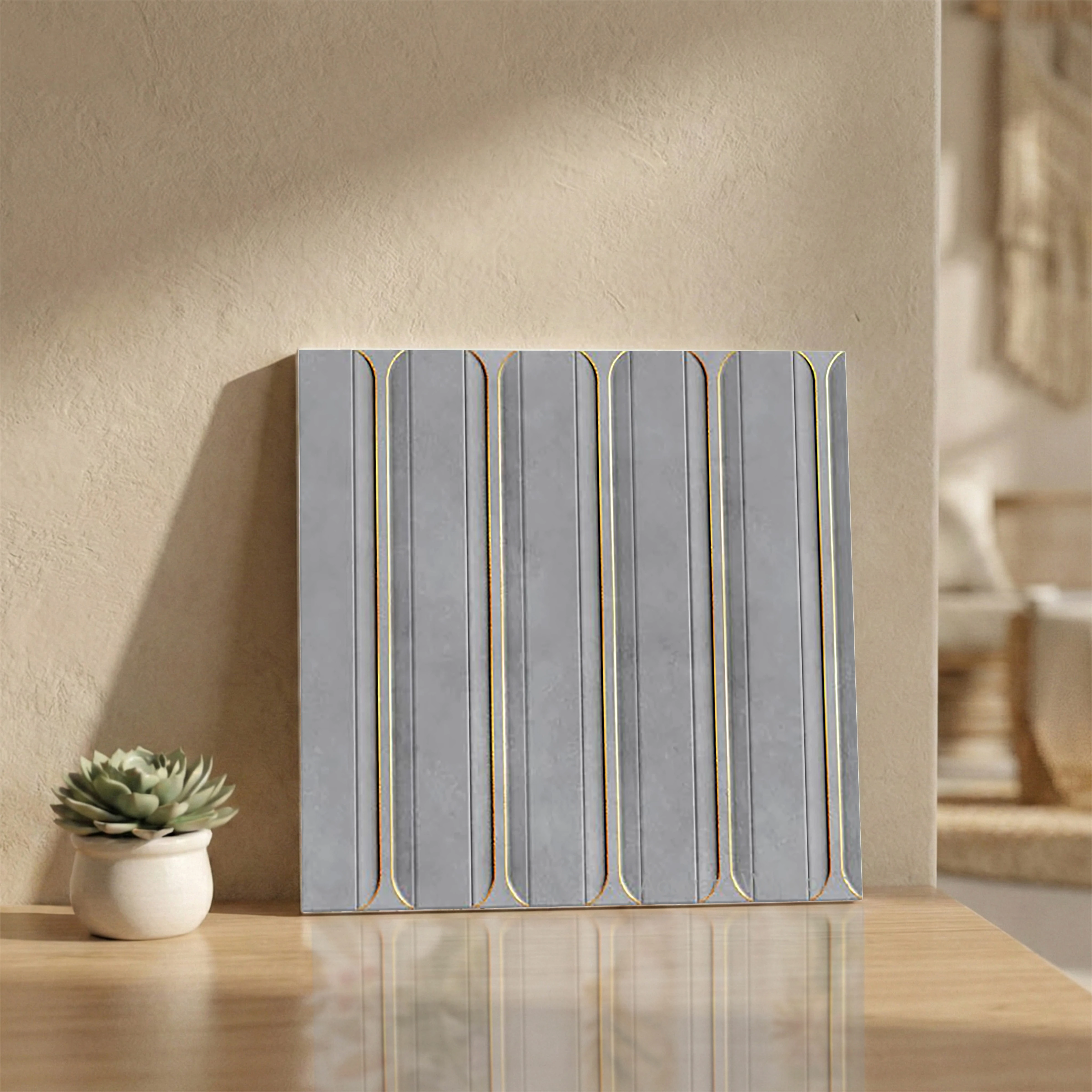 Tide Grey Glue Finish Patterned 1x1 ft 10mm Tile | TL-52701-C