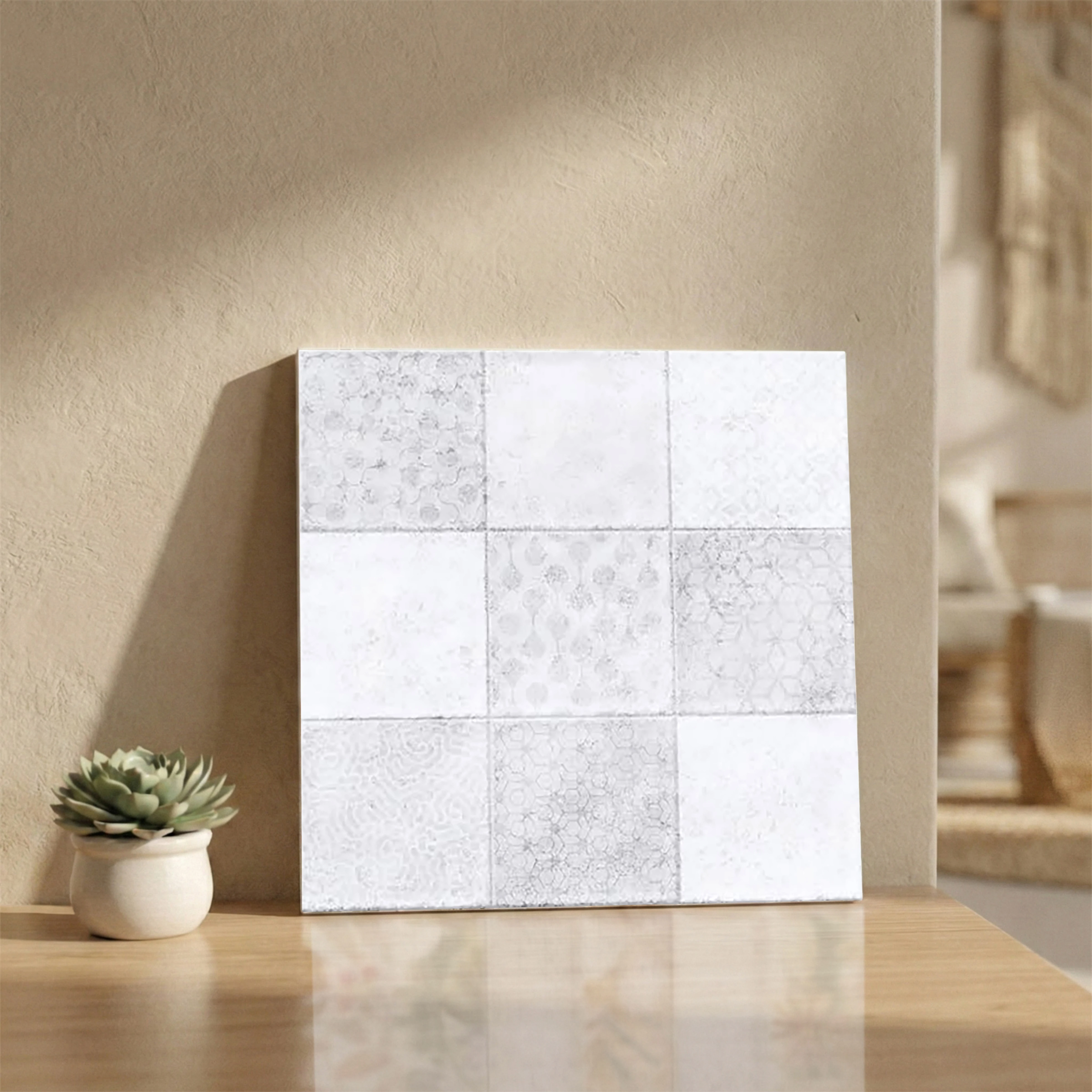 Haven Milky Glue Decor 1 Glue Finish Patterned 1x1 ft 10mm Tile | TL-52704-C