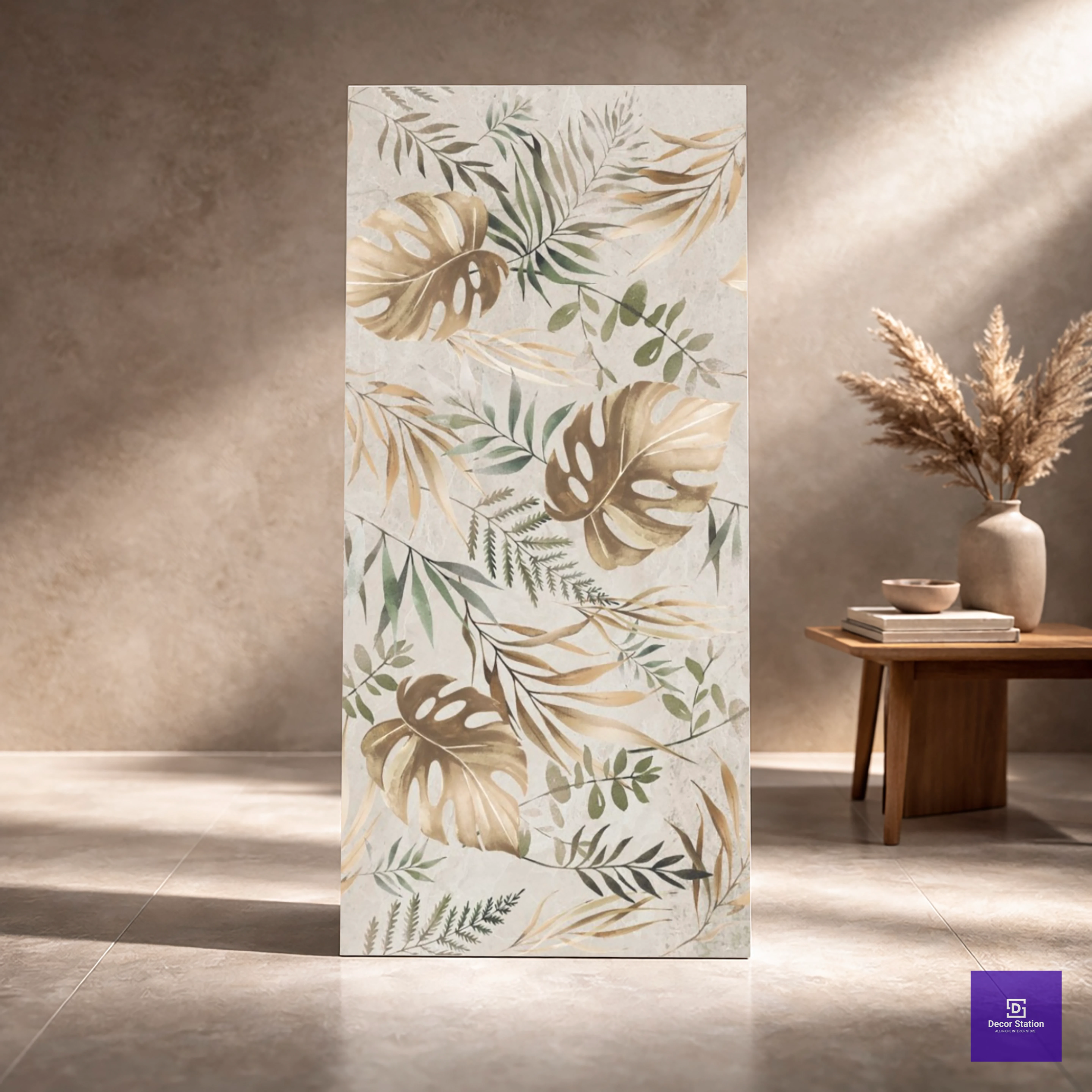 Linsey Spring Decor Beige Leaf Patterned Lush 2x4 ft 9mm tile | TL-52755-C