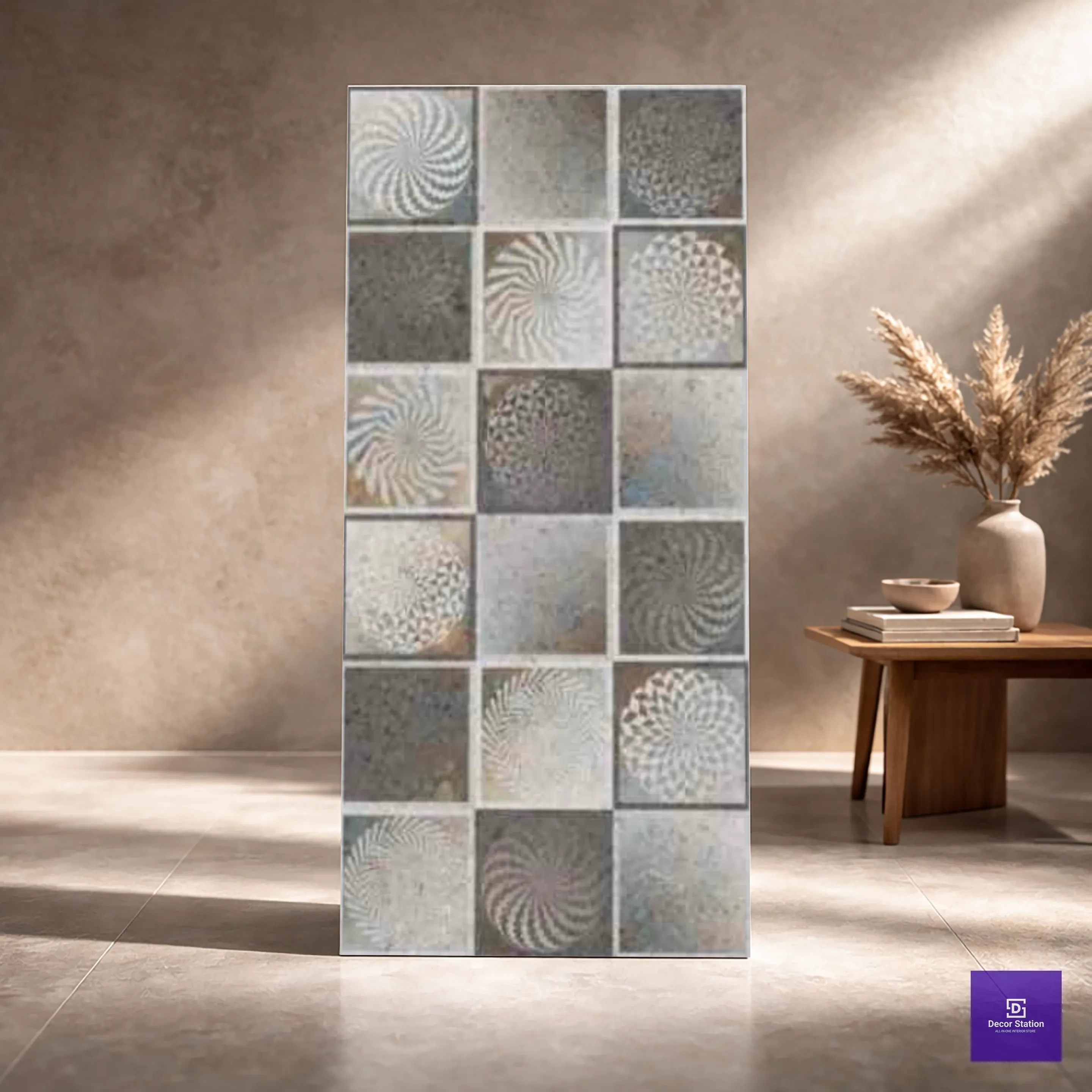 Mondeco Grey Decor Abstract Patterned 2x4 ft 9mm tile | TL-52766-B