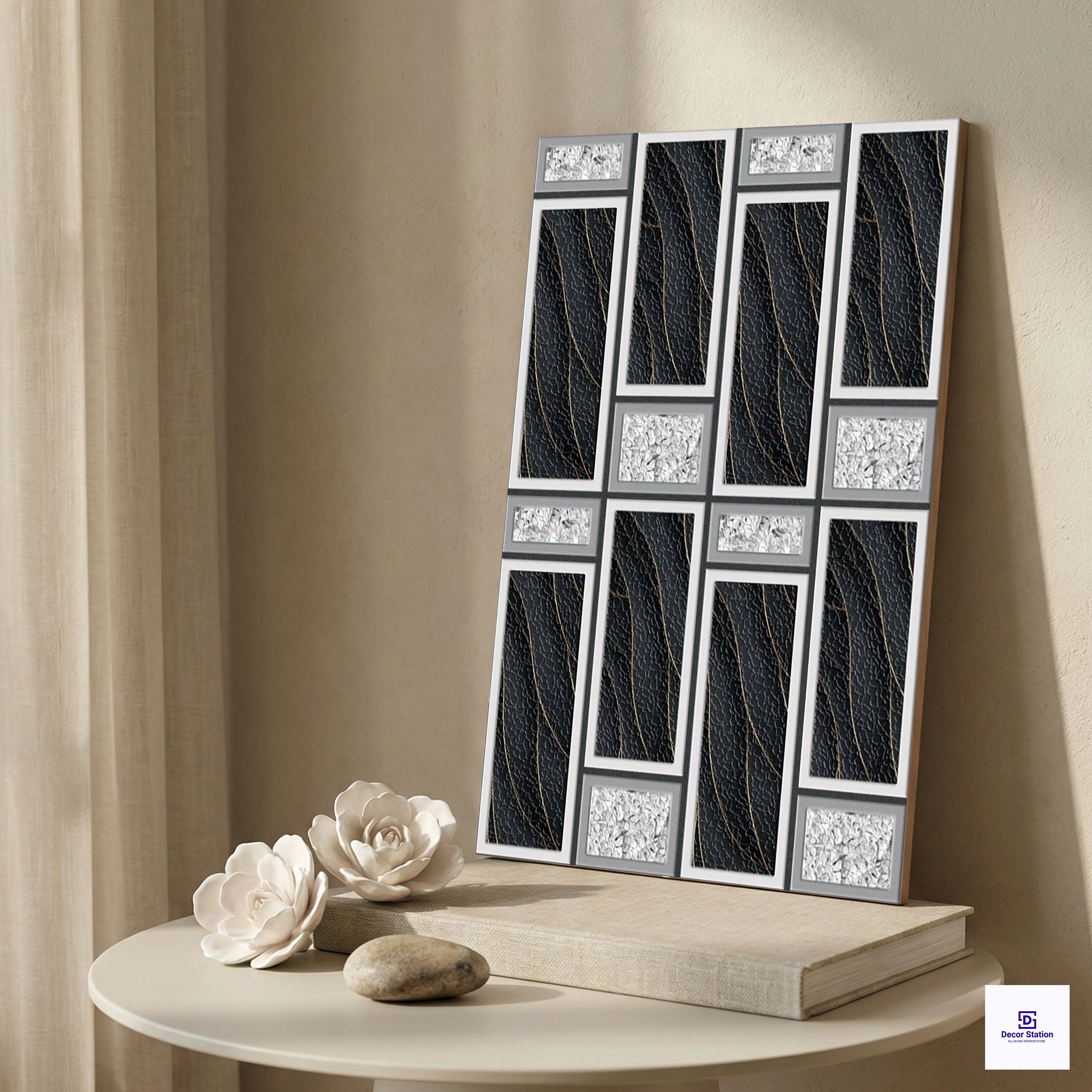 695-EL Glossy Black 3D Elevation 1x1.5 ft 7.5 mm Wall Tile | TL-53039-A