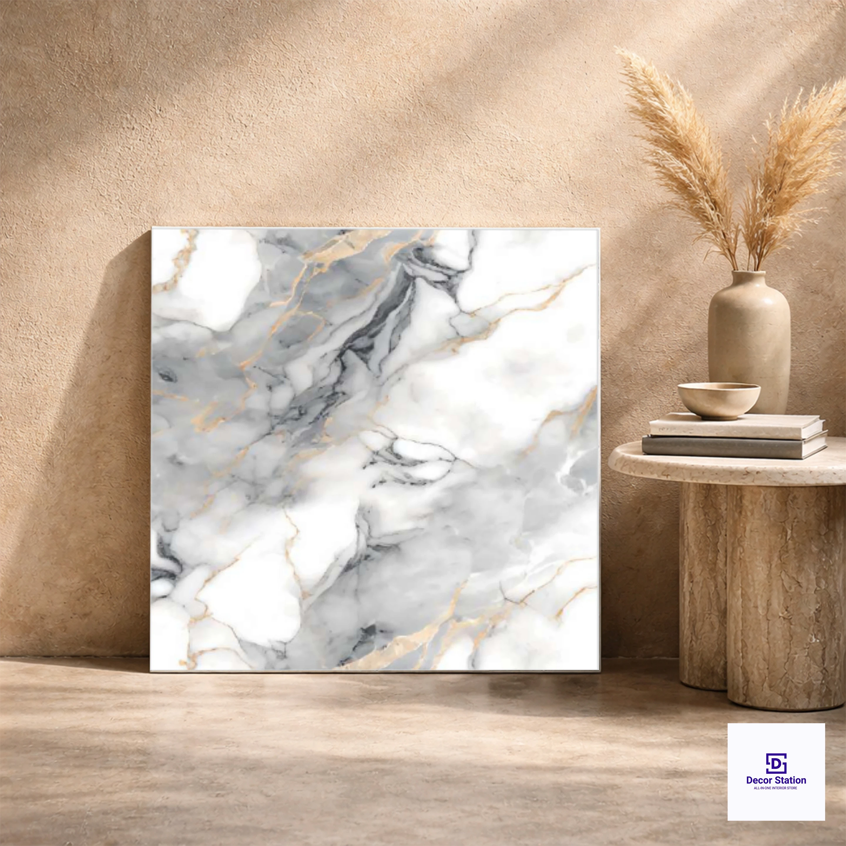 Ariston Grey Marble Look Carving 2x2 ft 8.5mm Tile | TL-53070-A