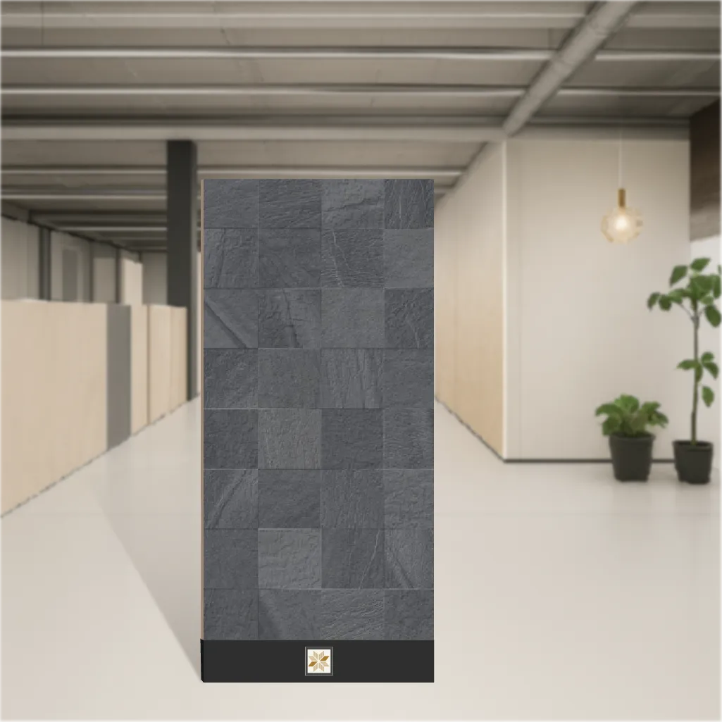Vitrified Iro Charcoal Marbles & Stones Matt Rectangular Tiles TL-5390-C (5.3x2.7 feet | 9 mm)