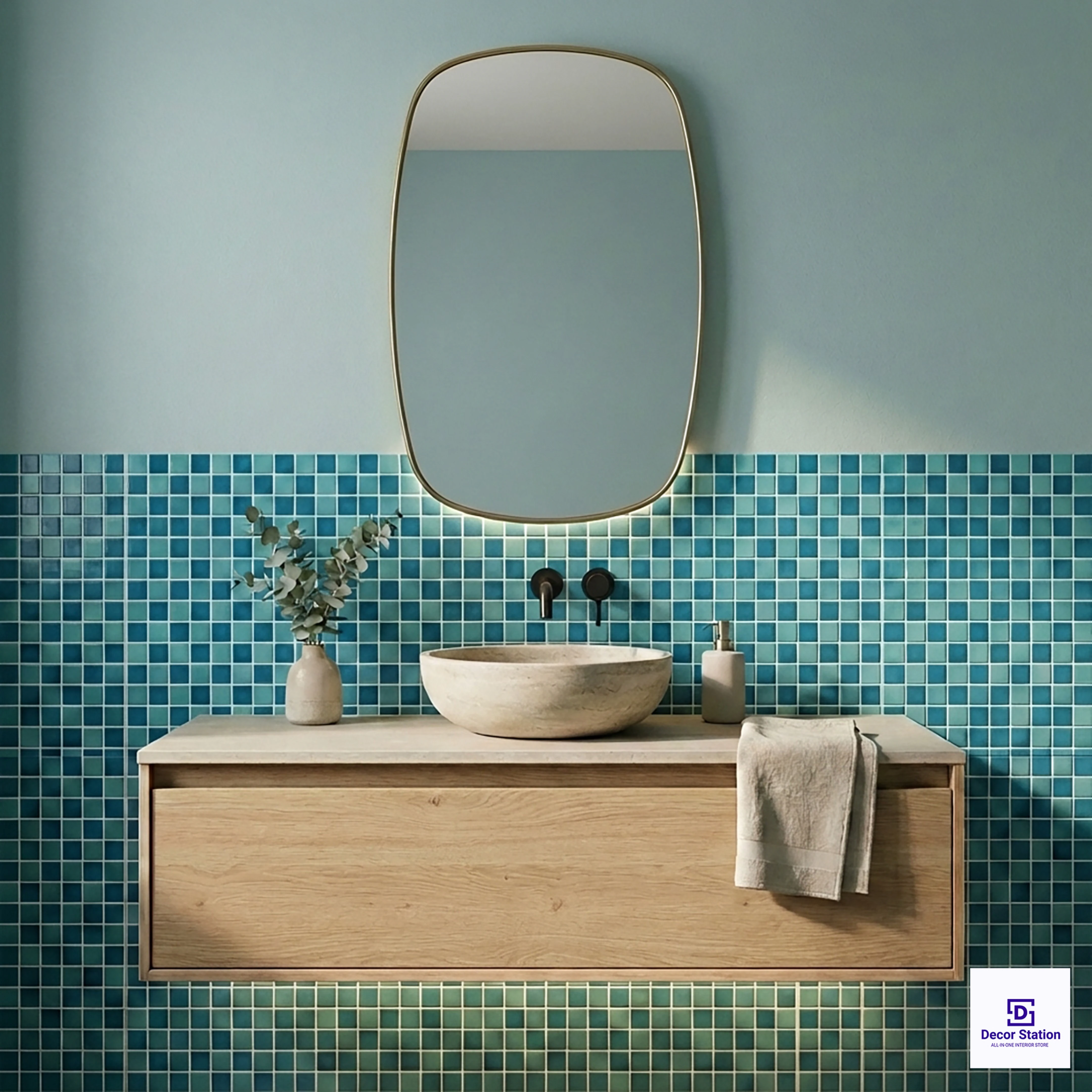 PMT-98-800 Light Blue Grid-Style Porcelain Mosaic 0.9x09 ft 8mm tile | TL-53945-D