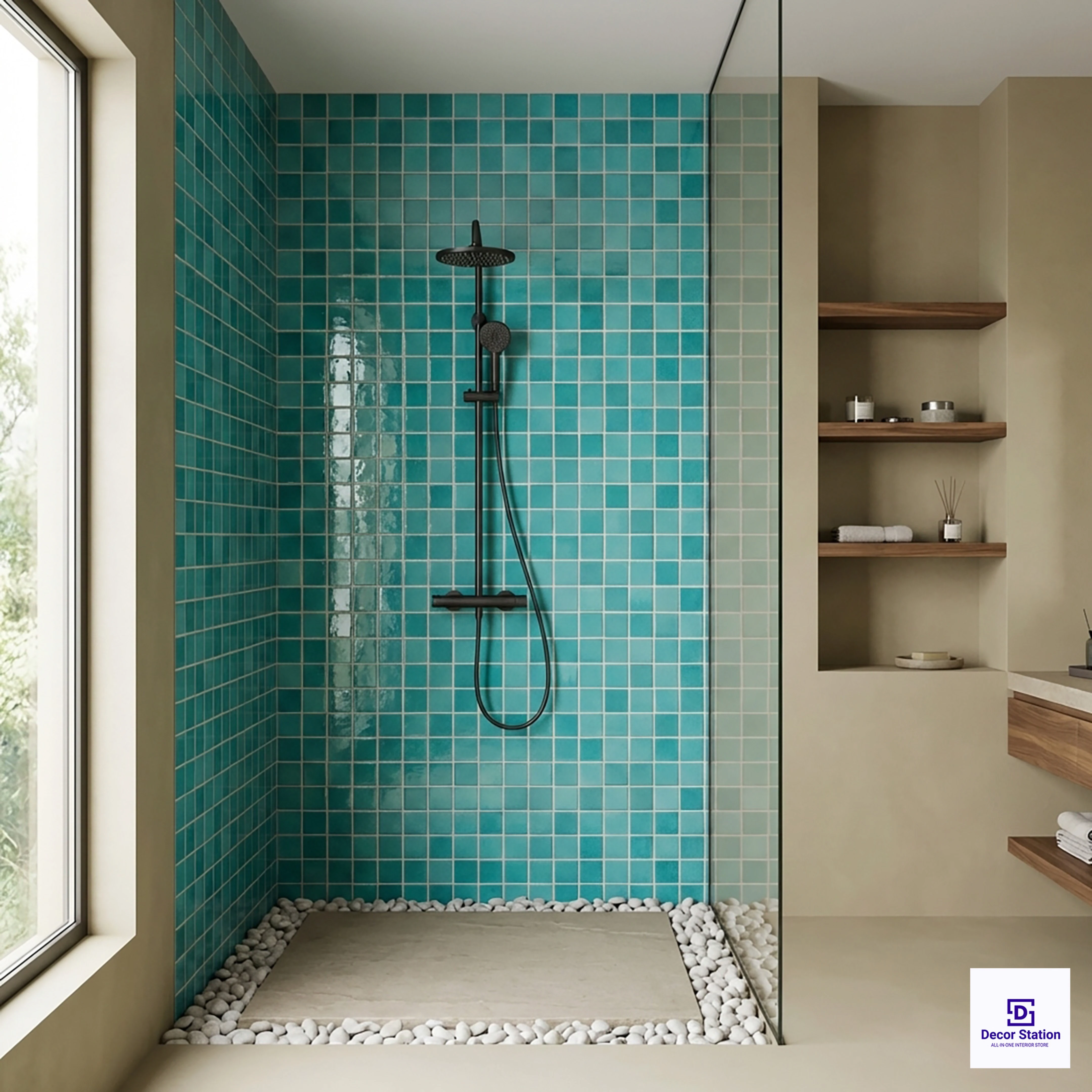 PMT-48-807 Multi-Colour Grid-Style Porcelain Mosaic 0.9x09 ft 6mm tile | TL-53950-H