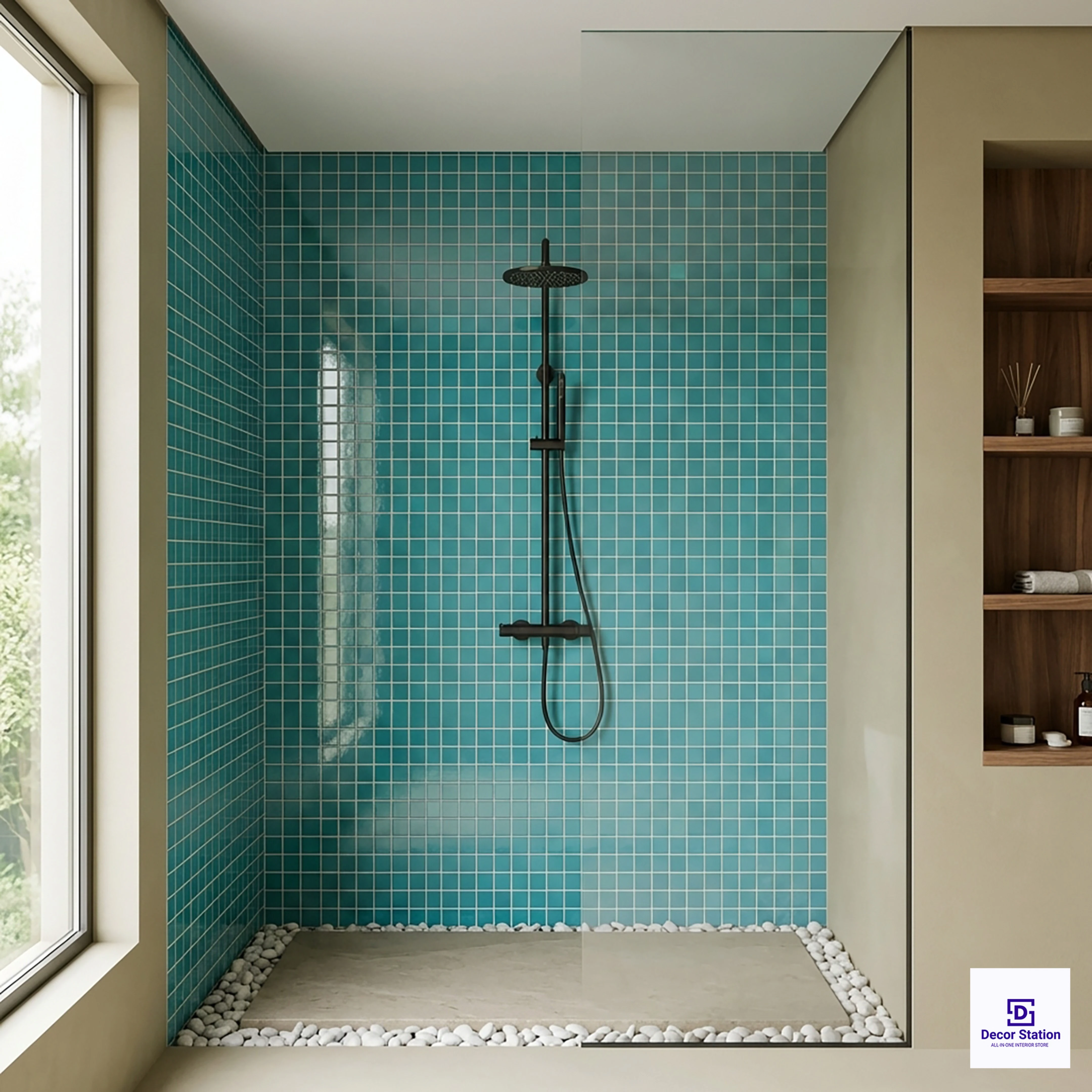 PMT-73-404 Sky Blue Grid-Style Porcelain Mosaic 0.9x09 ft 6mm tile | TL-53960-B