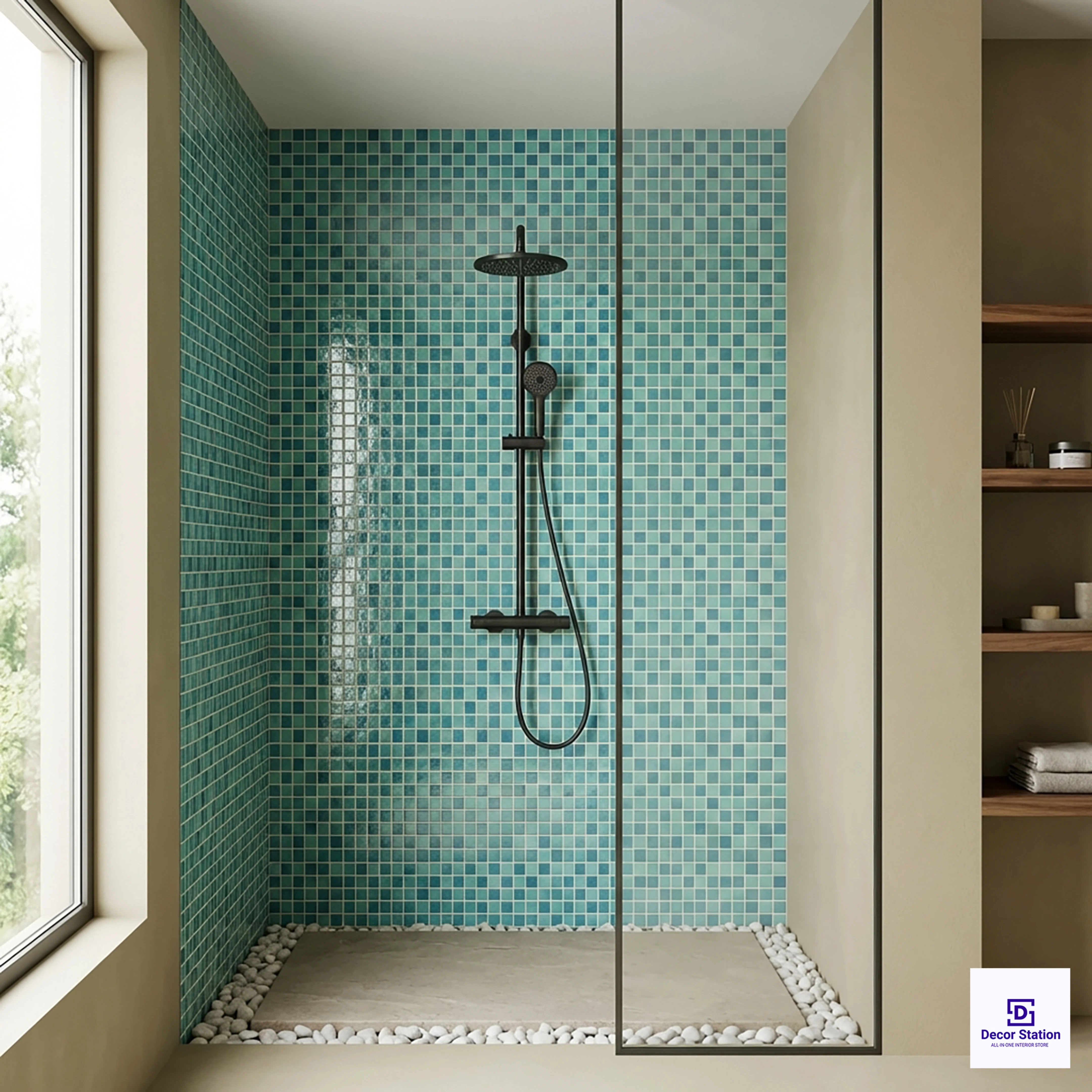 PMT-73-801 Sky Blue Grid-Style Porcelain Mosaic 0.9x09 ft 6mm tile | TL-53960-E